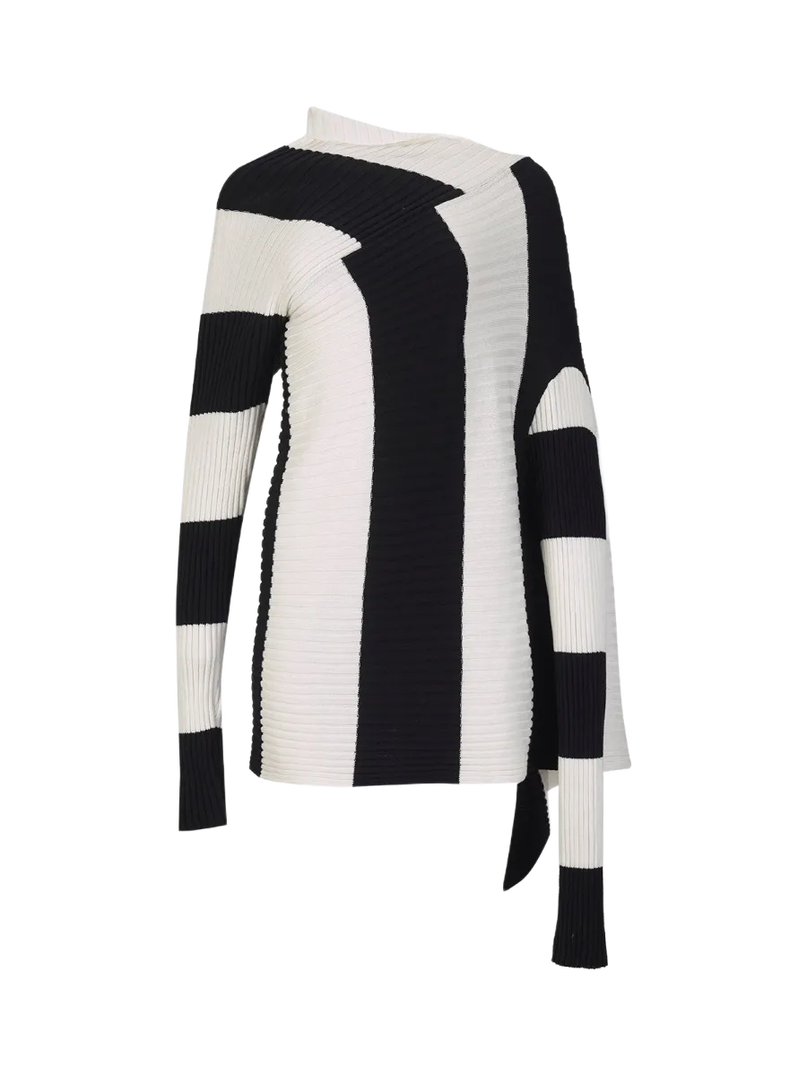 Marques' Almeida Black and White Cotton Draped Jumper