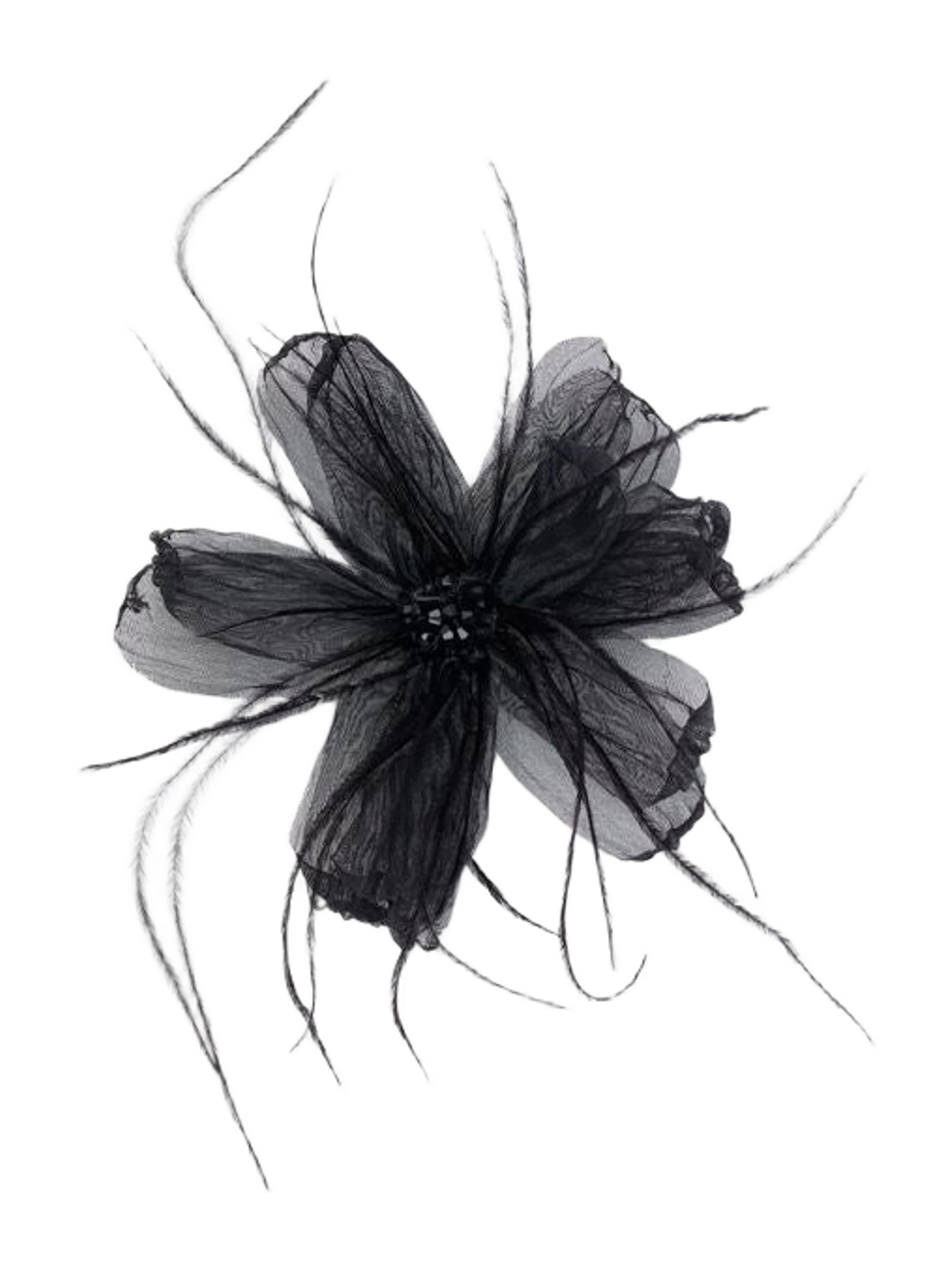 Tuckernuck Black Embellished Feather Floral Pin