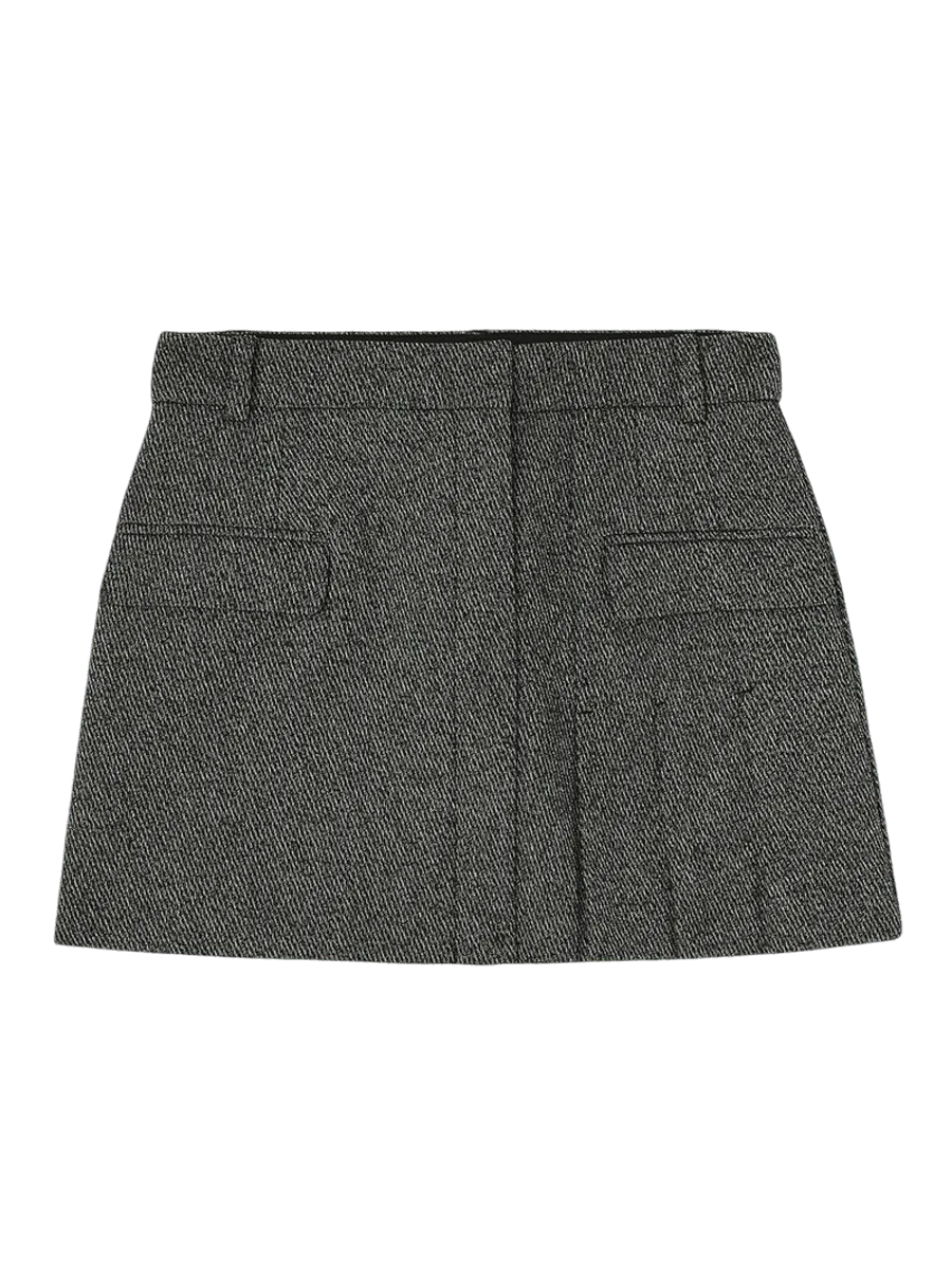 GANNI Black Grey Suiting Mini Skirt
