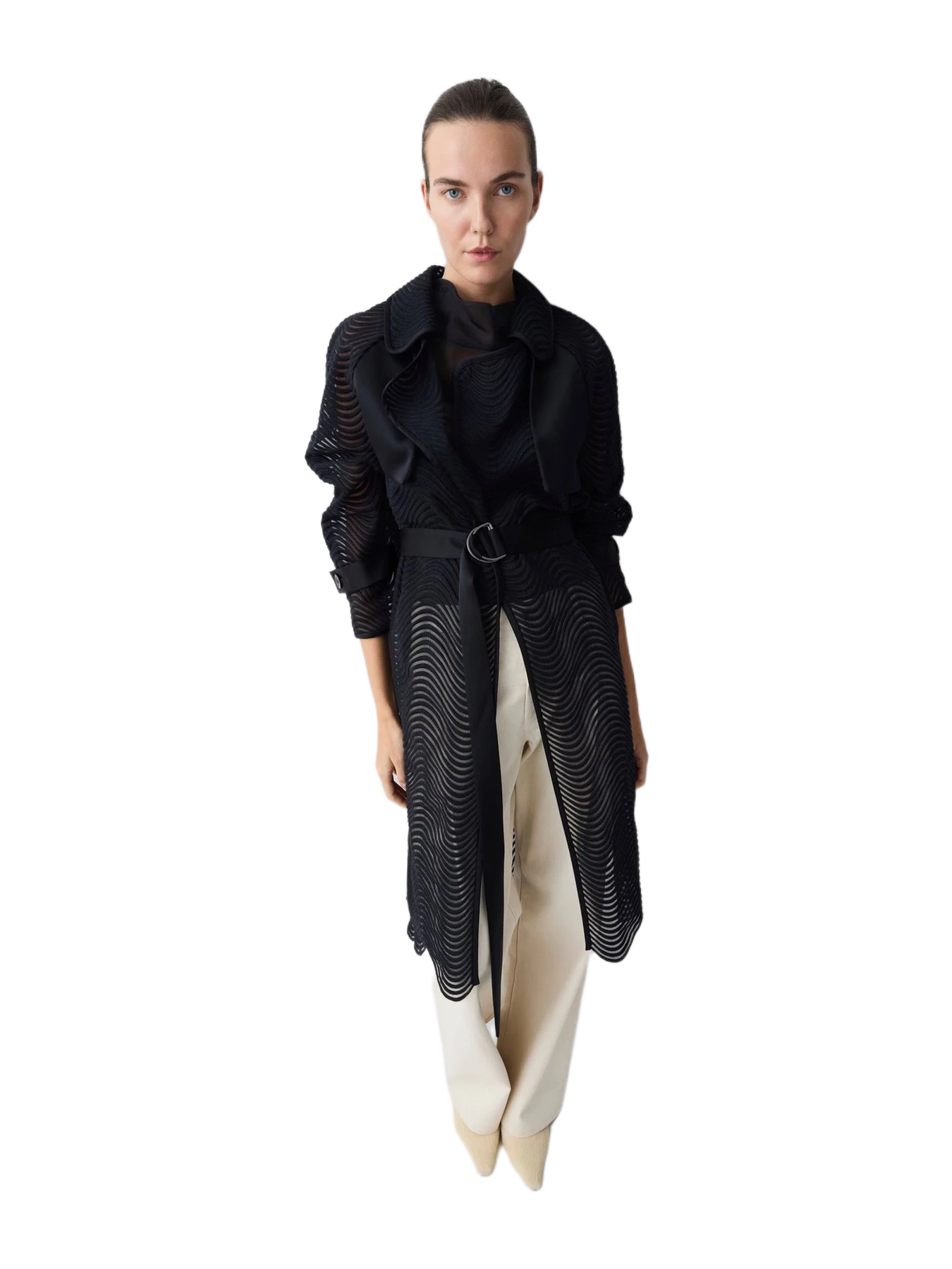 Bianca Spender Black Scalloped Lace Henri Trench