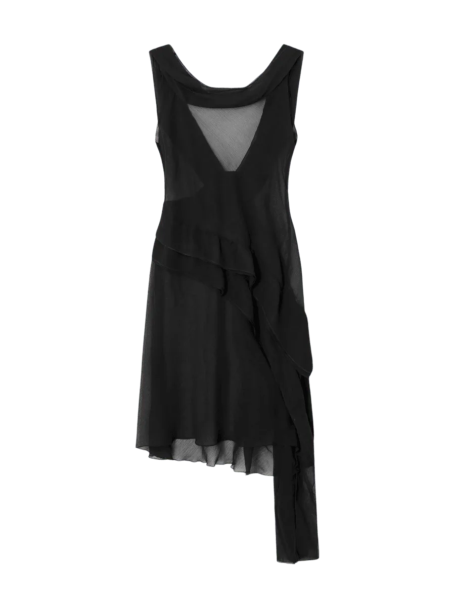 Gimaguas Black Semi-Sheer Mini Dress