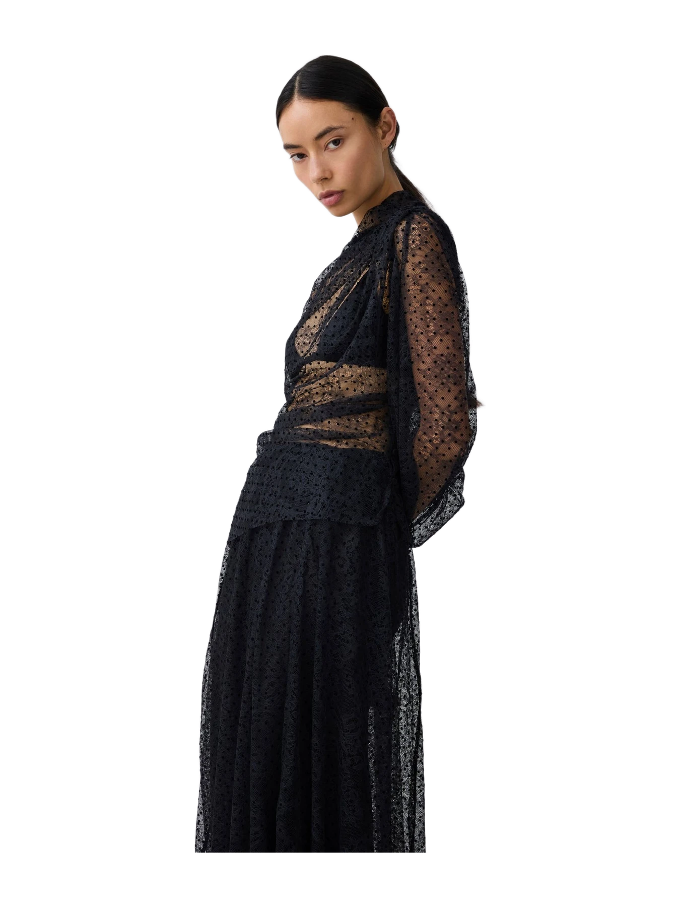 Bianca Spender Black Spot Lace Decode Long Sleeve Top