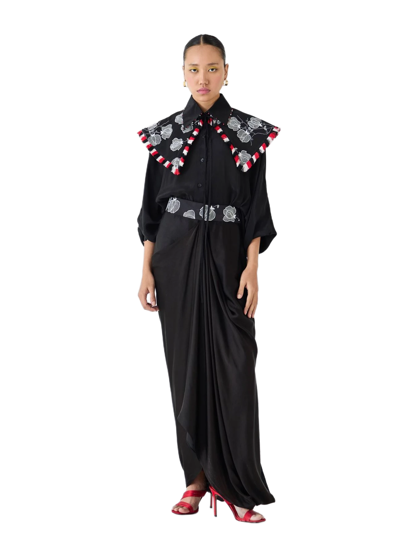Studio Rigu Black Tulip Batwing Shirt & Skirt Co-Ord
