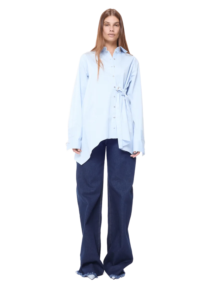 Marques' Almeida BLUE CINCH BELT SHIRT