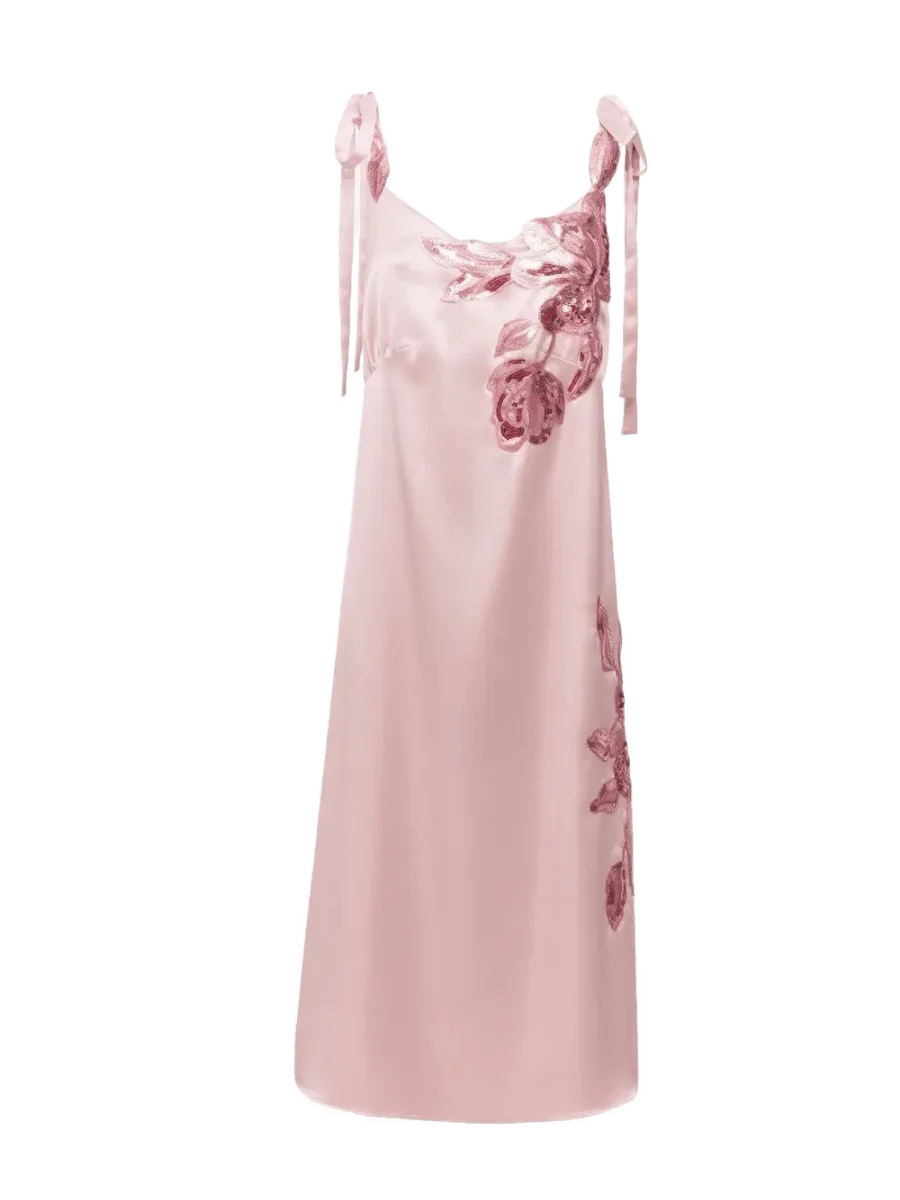 Doors Blush Pink Satin Slip Midi Dress