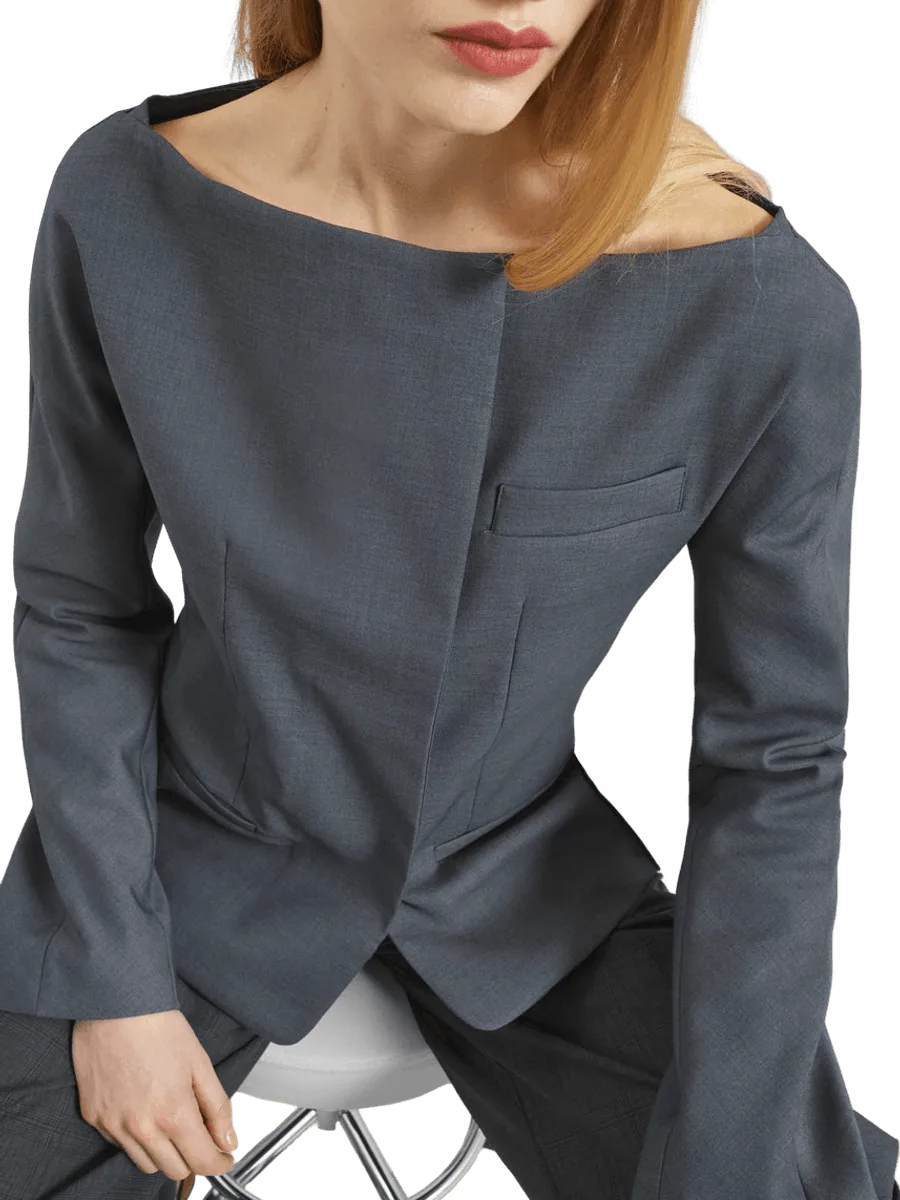 The Frankie Shop Boatneck Tailored Blazer