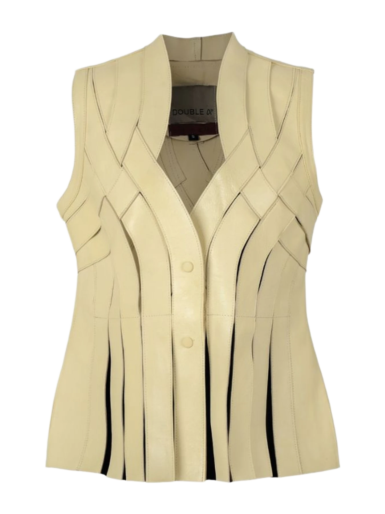 Double A Brianna Leather Vest In Butter Yellow