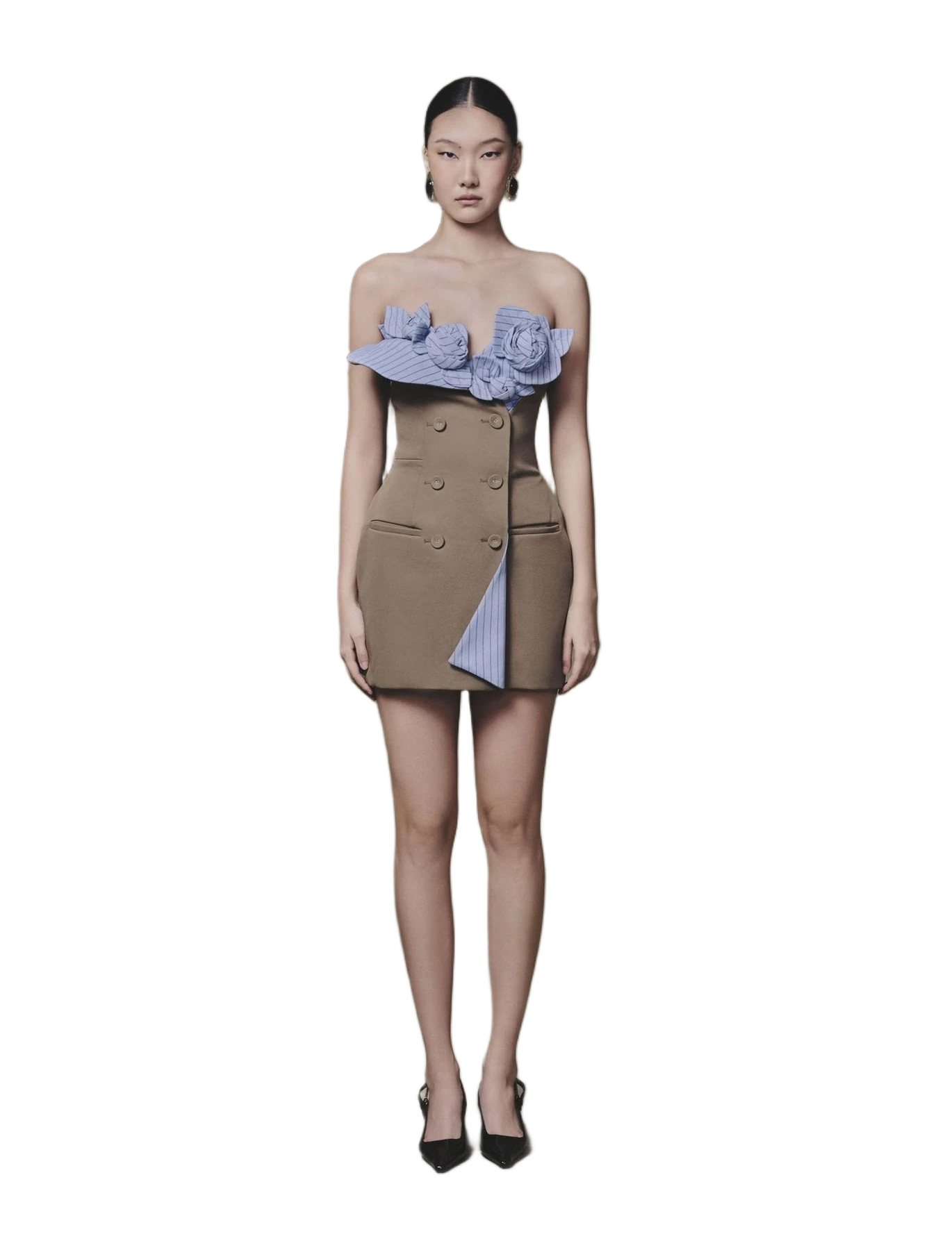 Keira Tong Brown Petal Bustier Dress