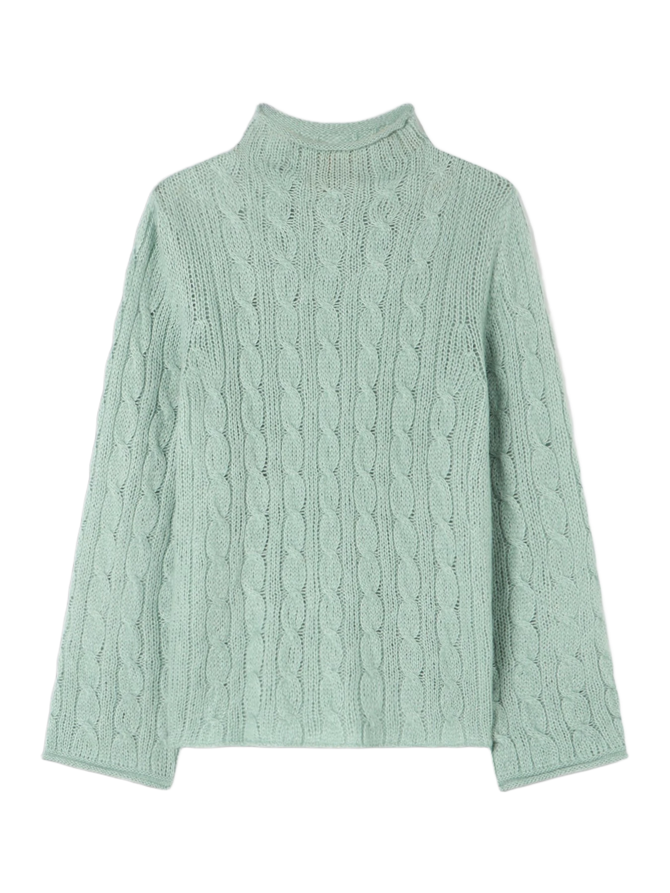Guest In Residence Cable Mock Neck Top - Sage Brush