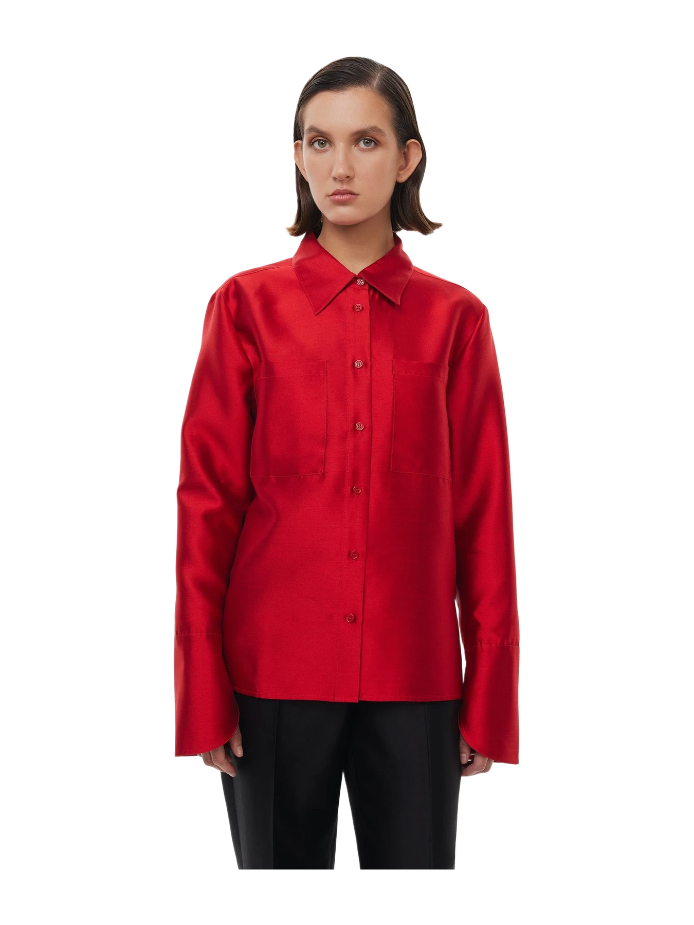 Alas Silk Calla Shirt In Red