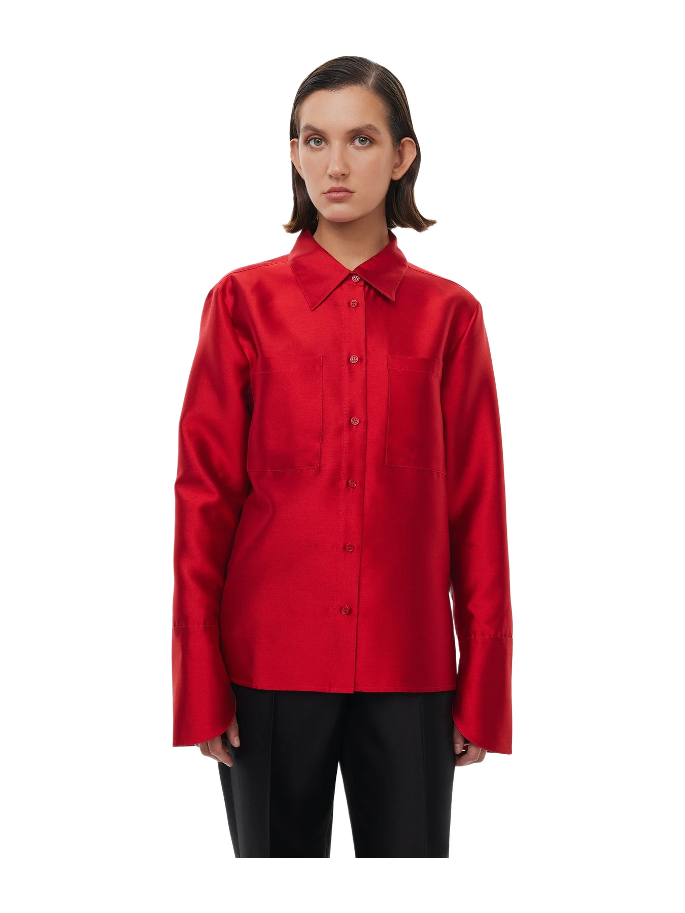 Alas Silk Calla Shirt In Red