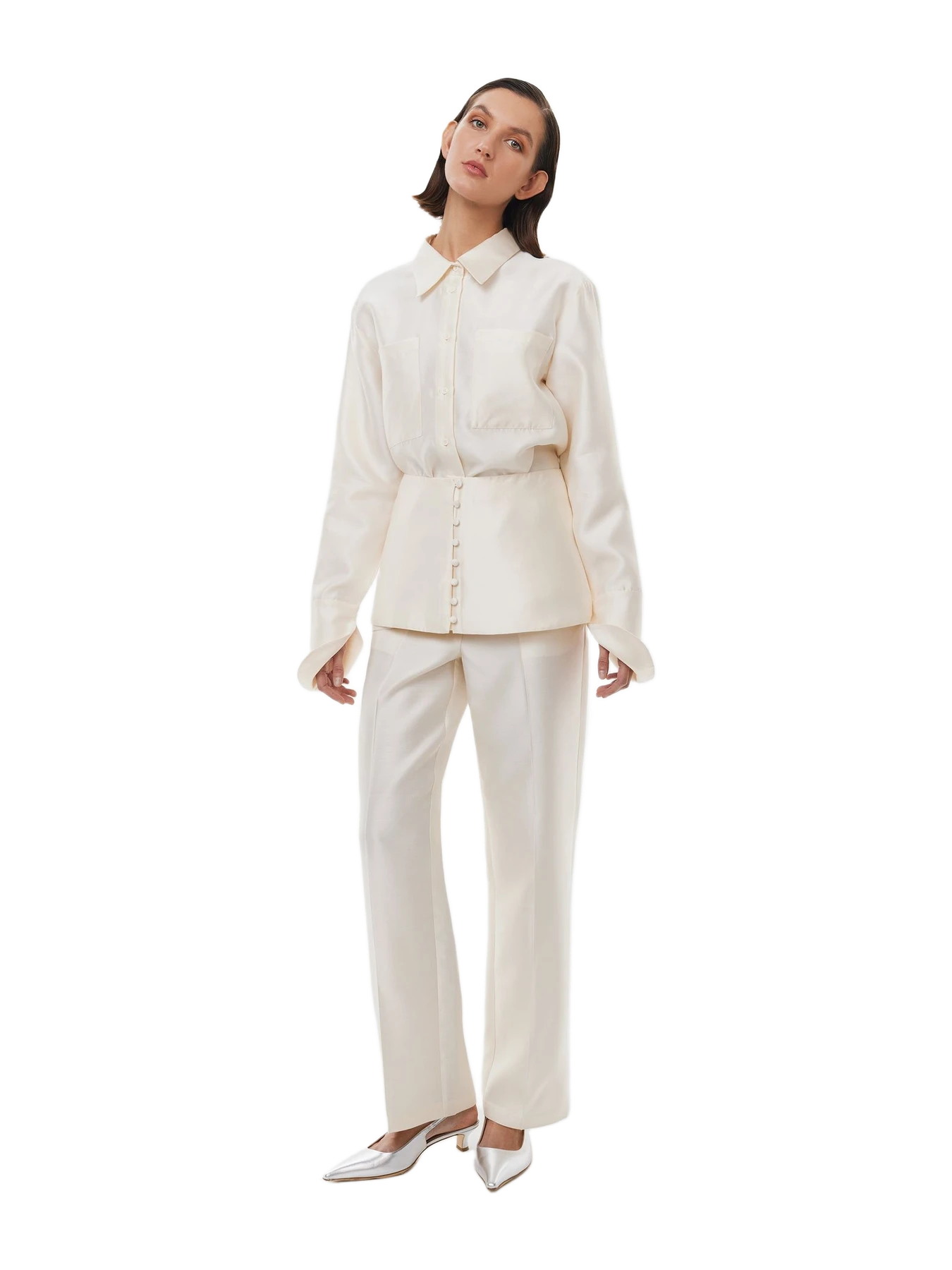 Alas Silk Calla Shirt In Starlight White