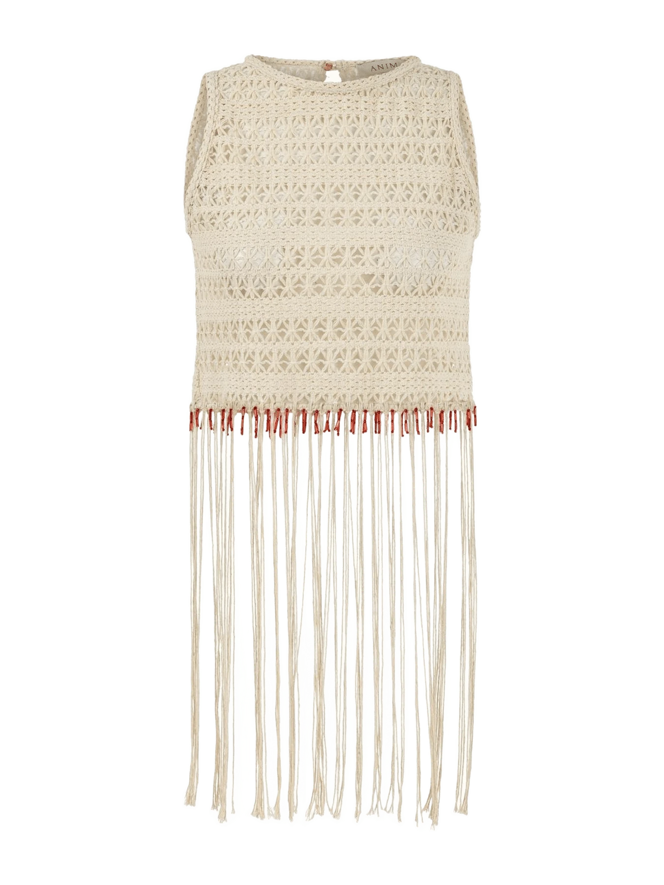 Anim CAPRI - Cotton Crochet Top With Fringes and Beads