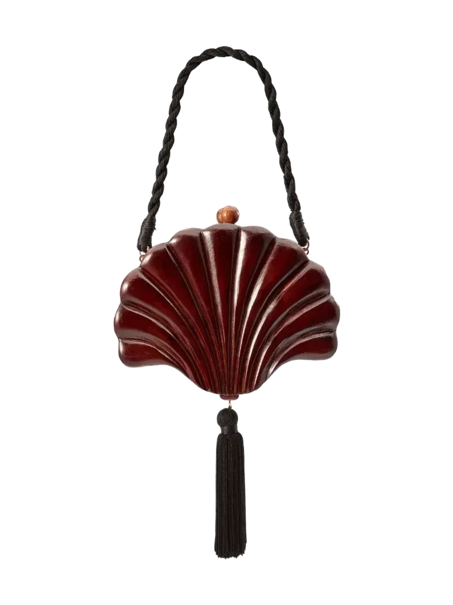 Simon Miller Carved Concha Clutch In Mahogany Brown