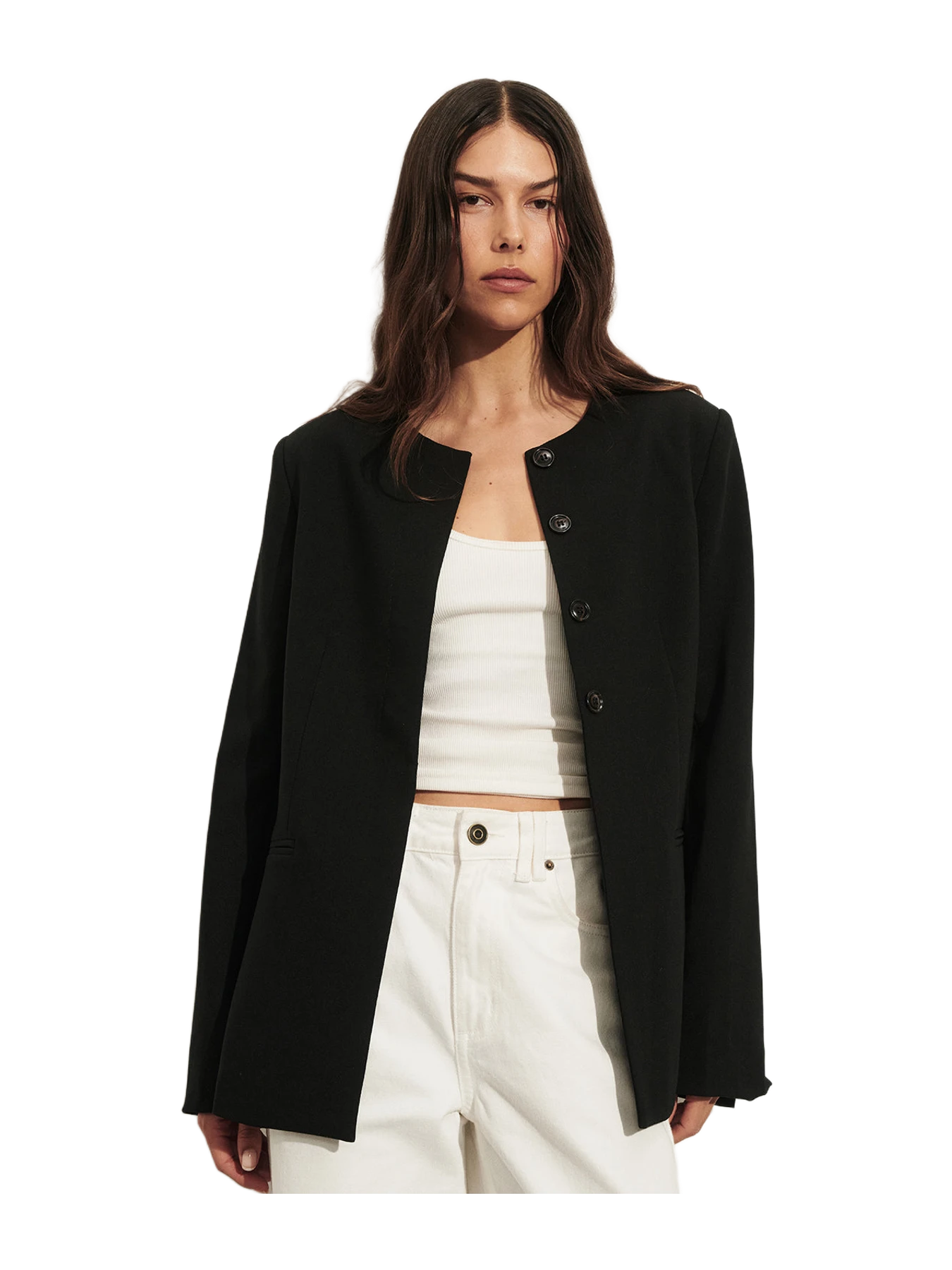 Dissh Chiara Black Collarless Blazer