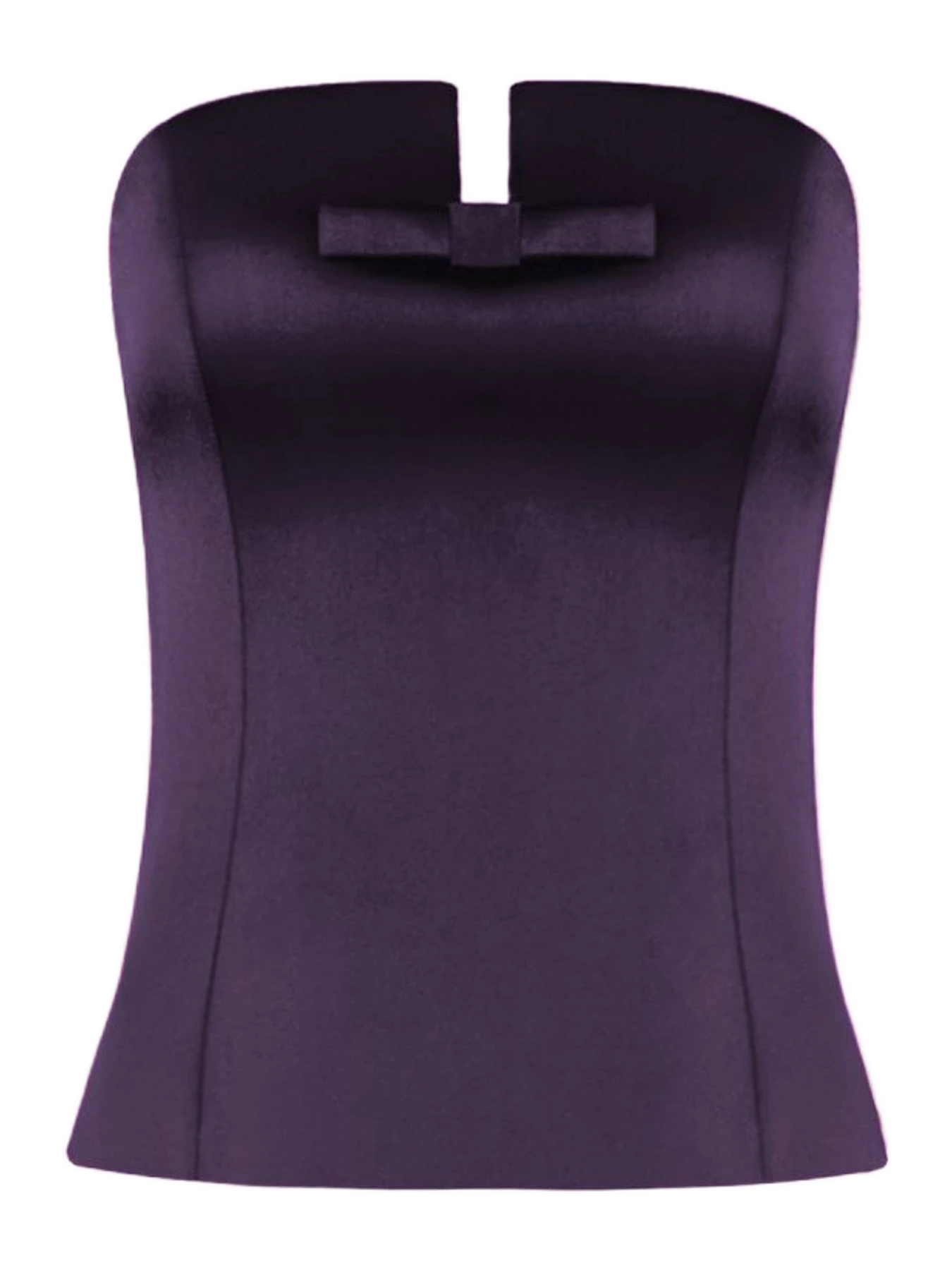 Joelle Zgheib Classic Corset With Bow In Purple Satin