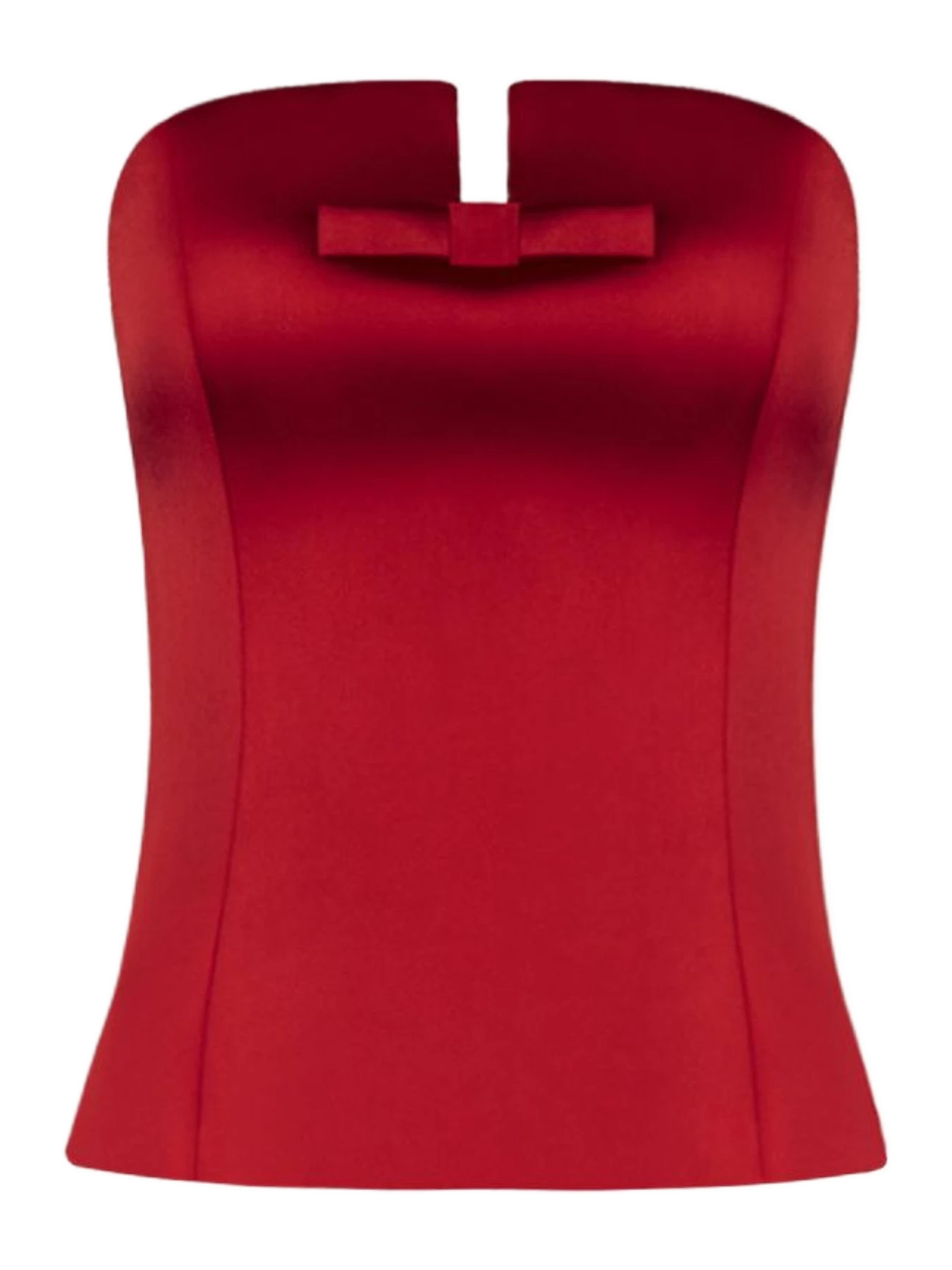 Joelle Zgheib Classic Corset With Bow In Red Satin