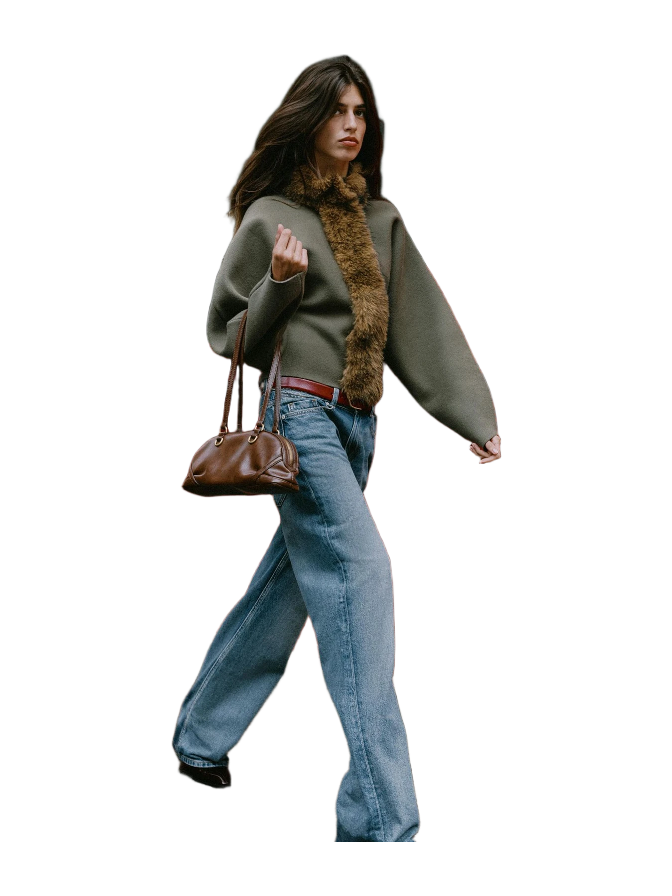 Zara Combined Faux Fur Effect Cardigan