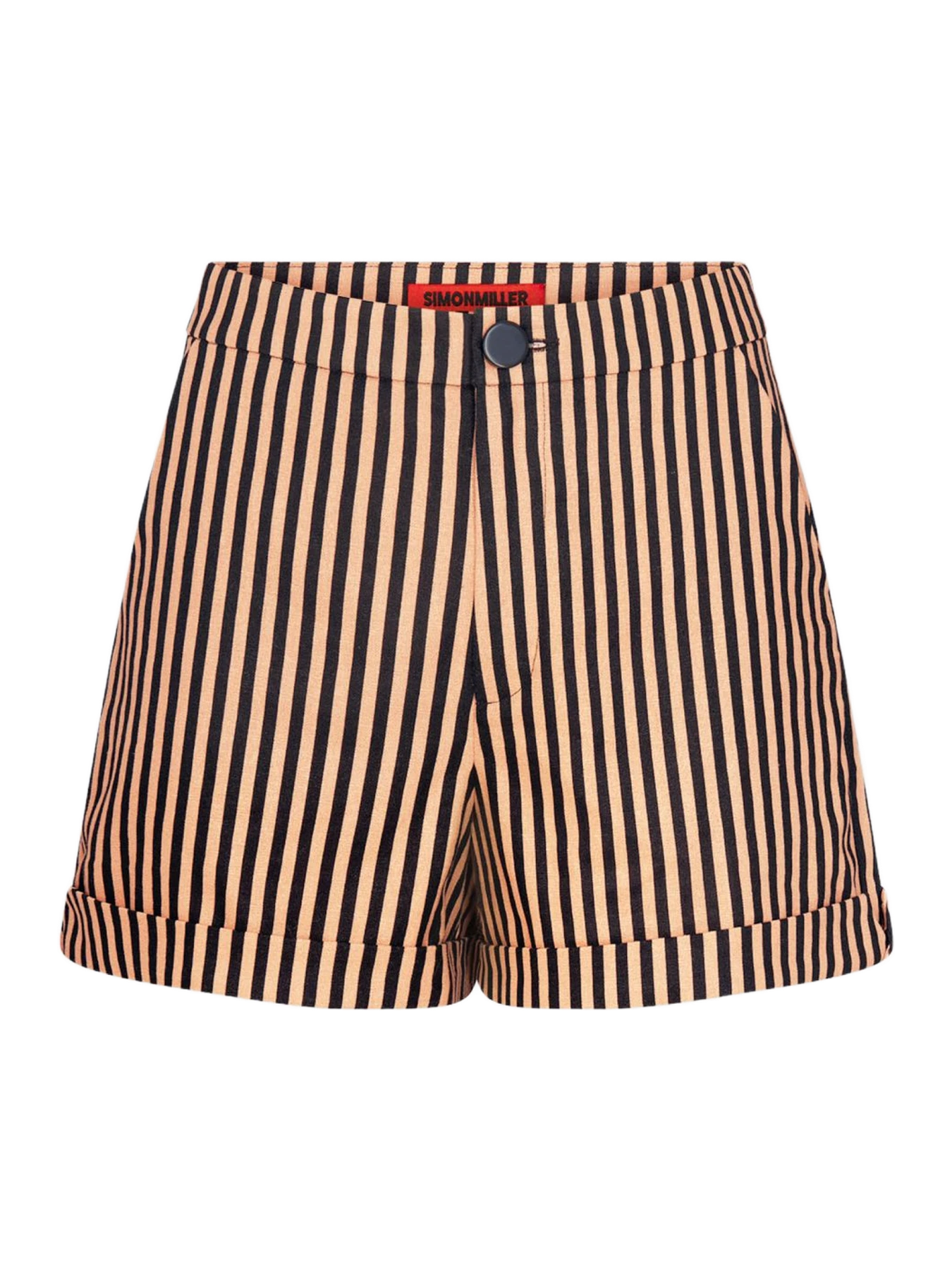 Simon Miller Como Linen Shorts In Black/Tan Stripe