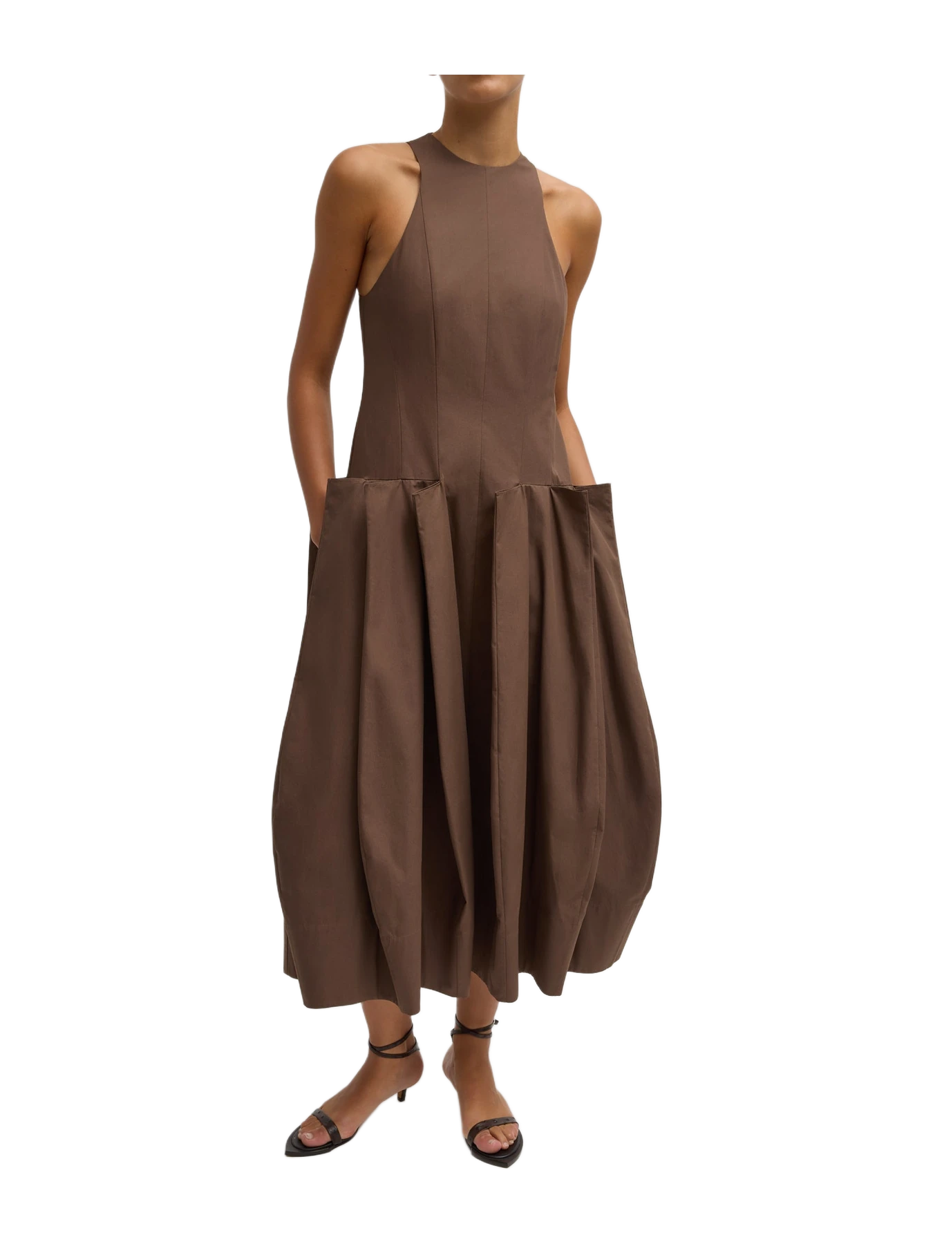 Tibi Compact Eco Poplin Pinched Pleat Dress