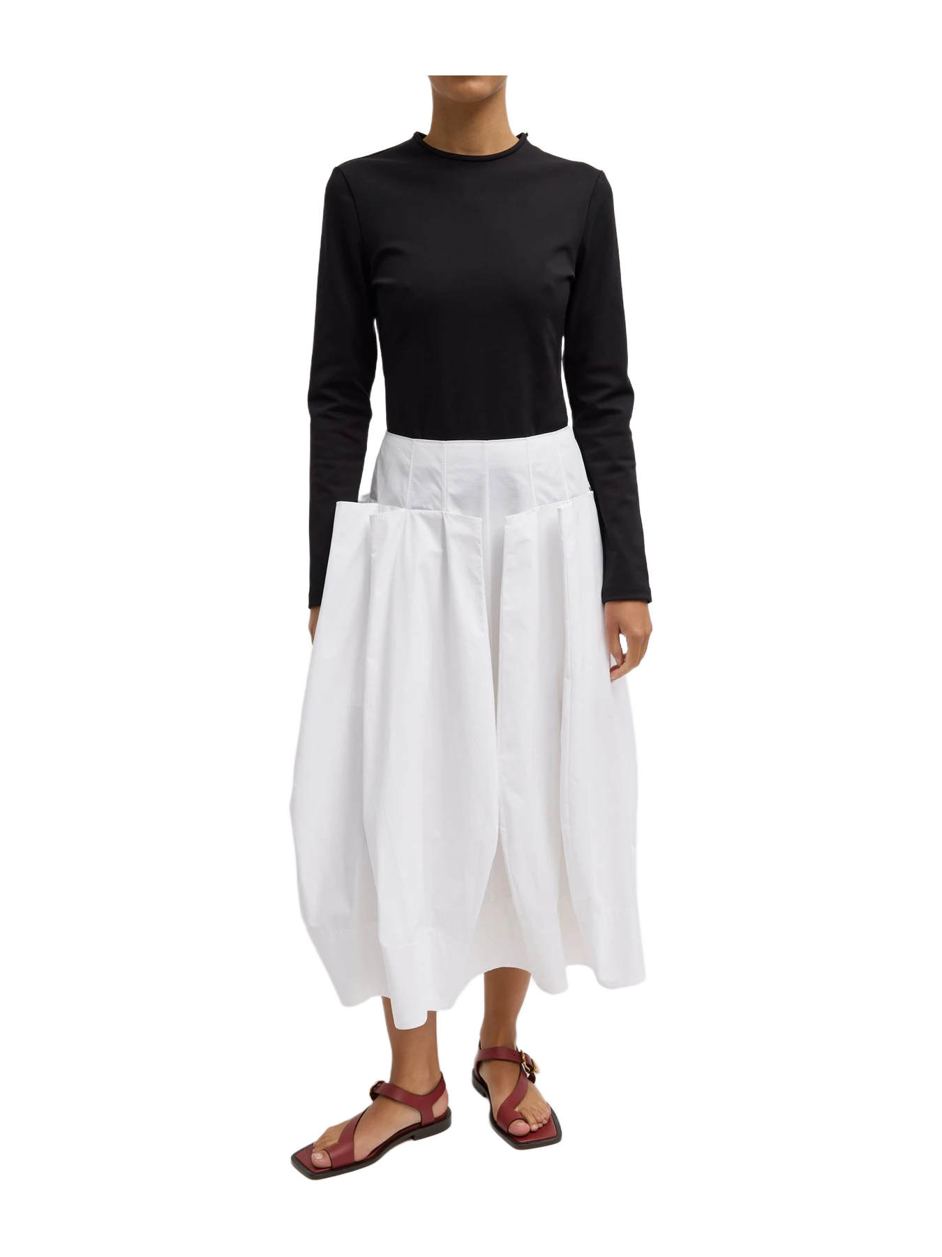 Tibi Compact Eco Poplin Pinched Pleat Full Skirt