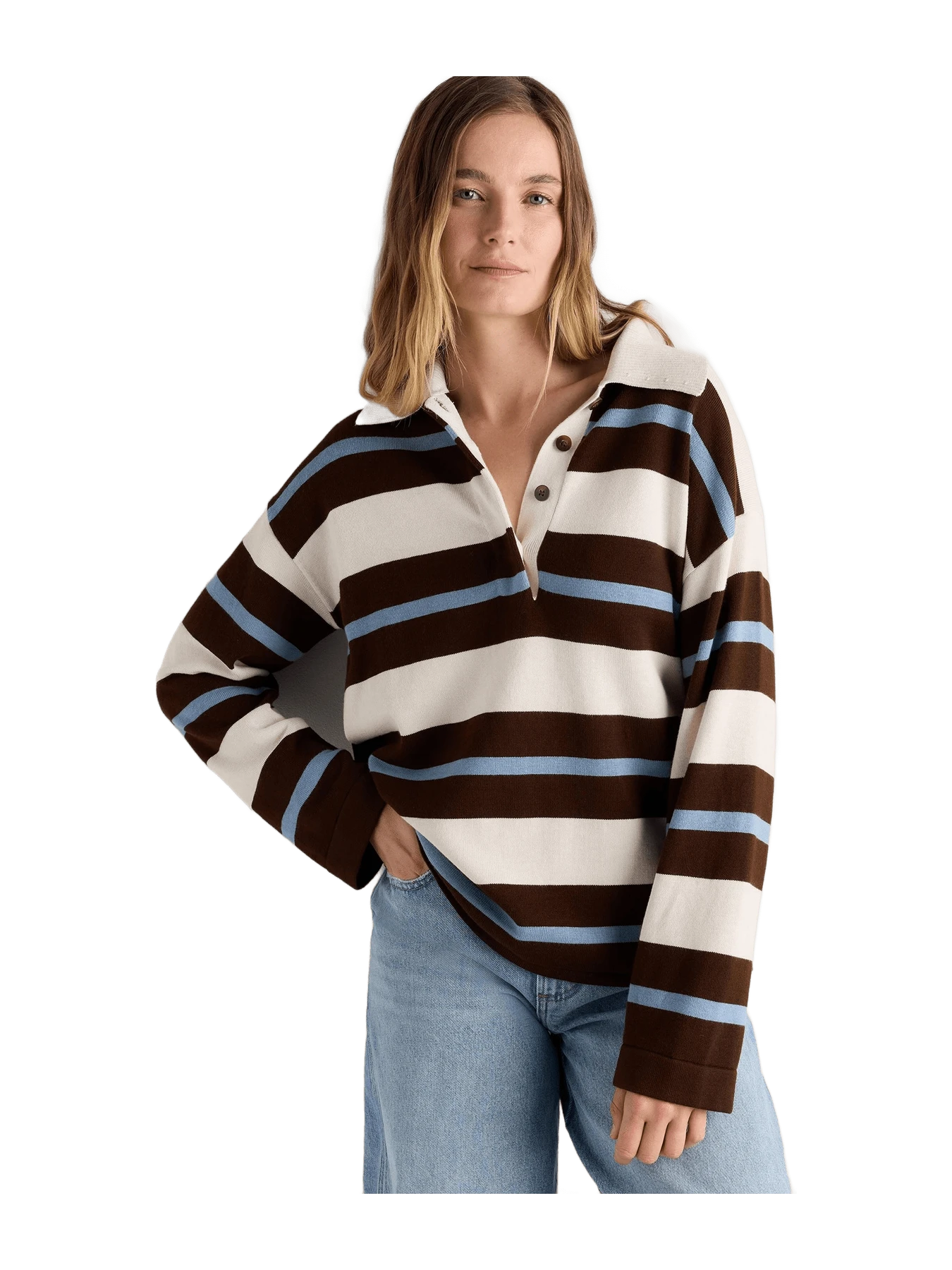 Quince Cotton Cashmere Rugby Polo Sweater