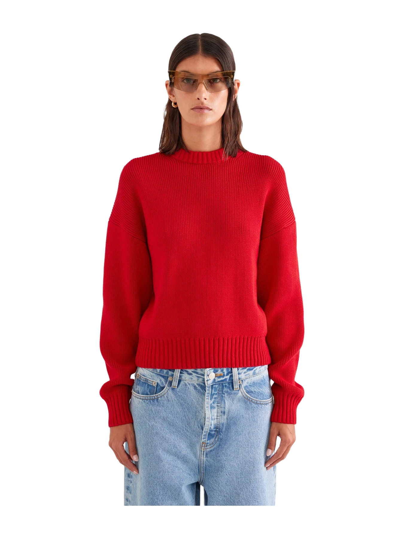 Venroy Cotton Knit Sweater - Red