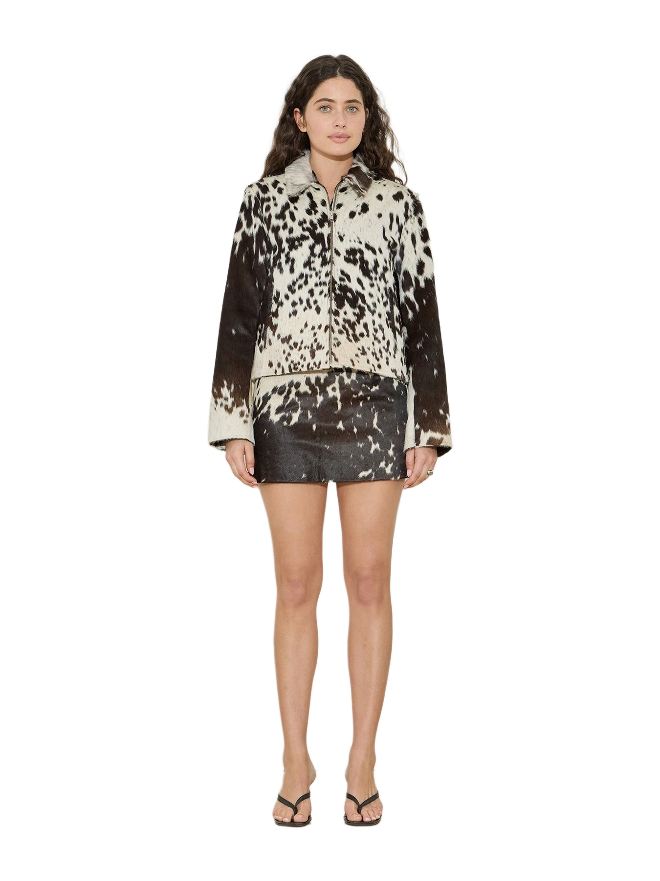 Maison Essentiele Cowhide Mini Leather Skirt