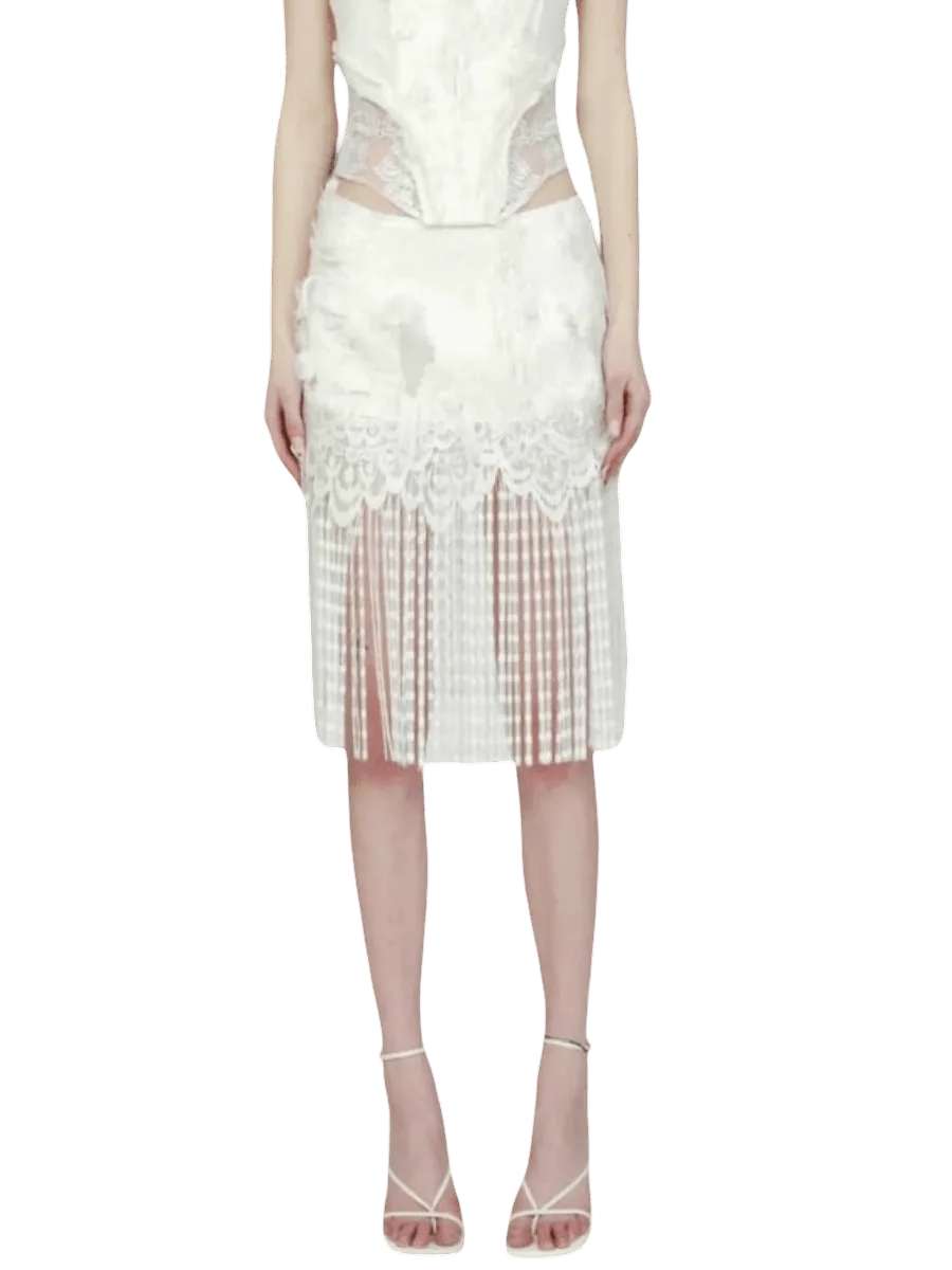 Kim Shui Cristina Fringe Lace Skirt