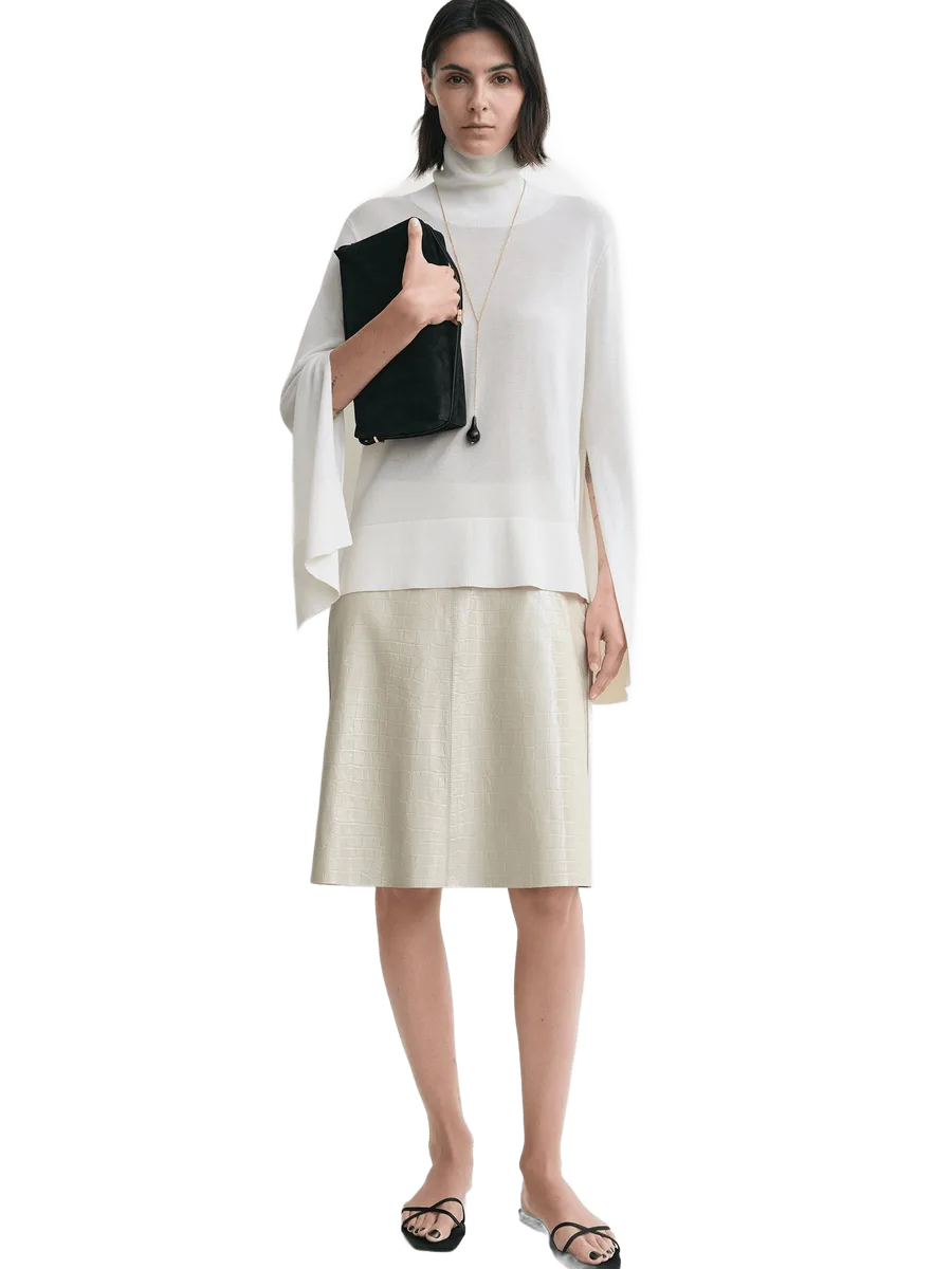 Totême Croco-embossed skirt oyster