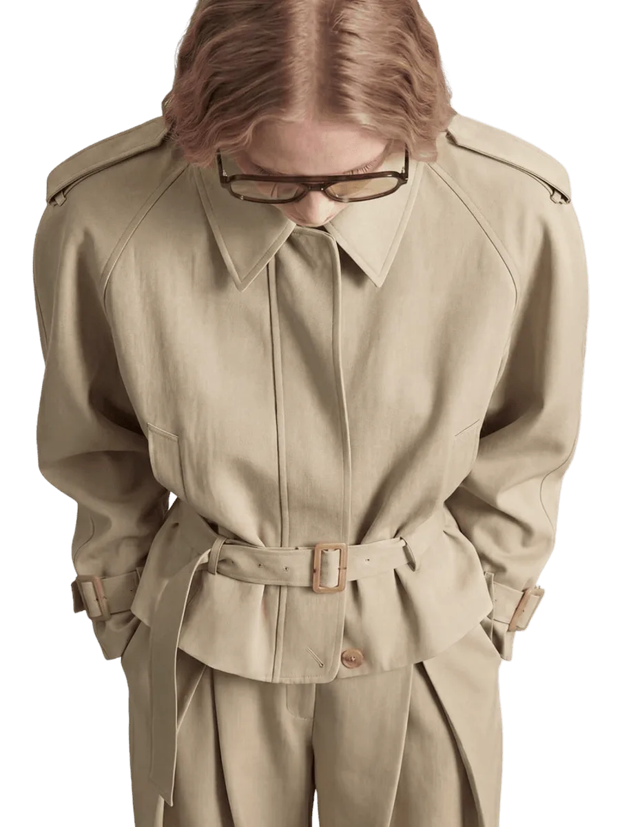 Simonett Cropped Belted Trench Jacket