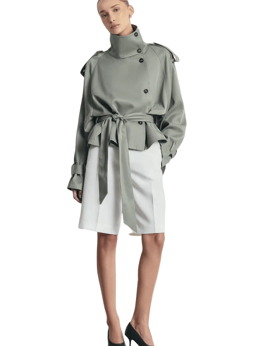 Because of Alice Cropped Funnel Neck Trench