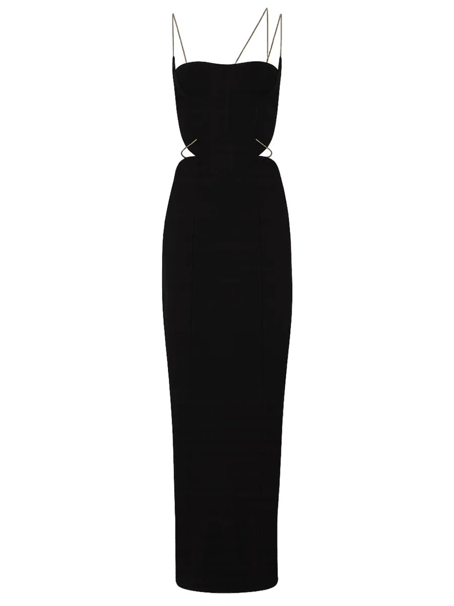 Misha Cyrus Chain Suiting Maxi Dress