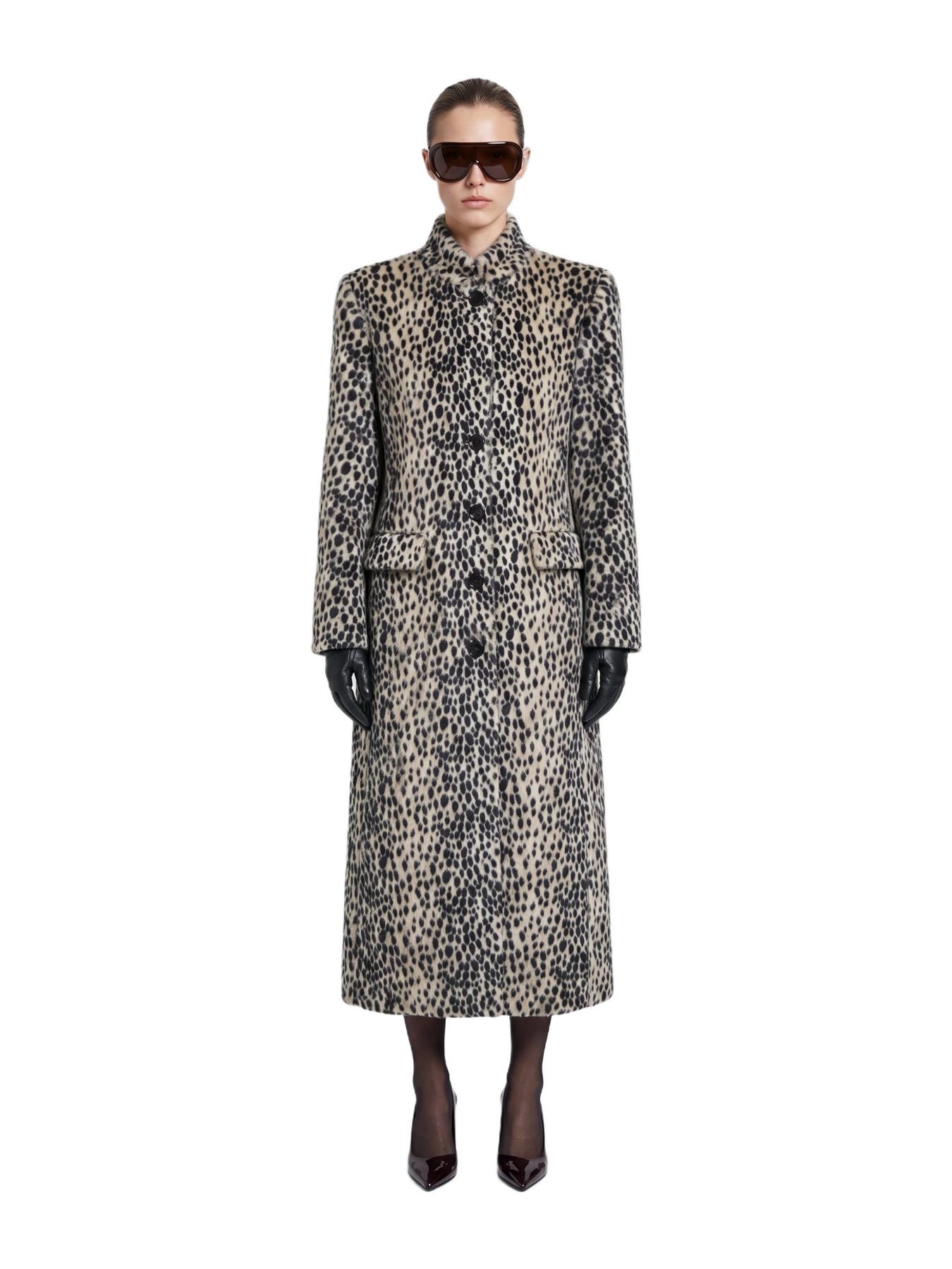 DE SAVARY Dalmatian Faux Pony Hair Trench Coat