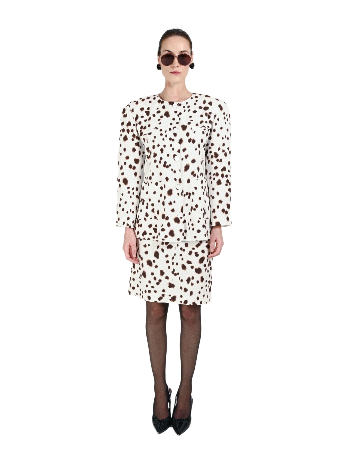 Rowen Rose Dalmatian Jacket with Fake Pockets