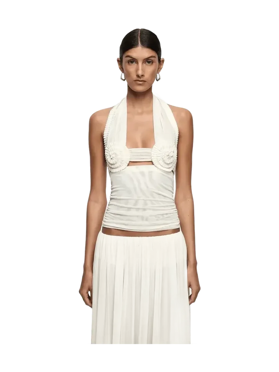 Bec + Bridge DANTE SPIRAL HALTER TOP - BUTTERCREAM