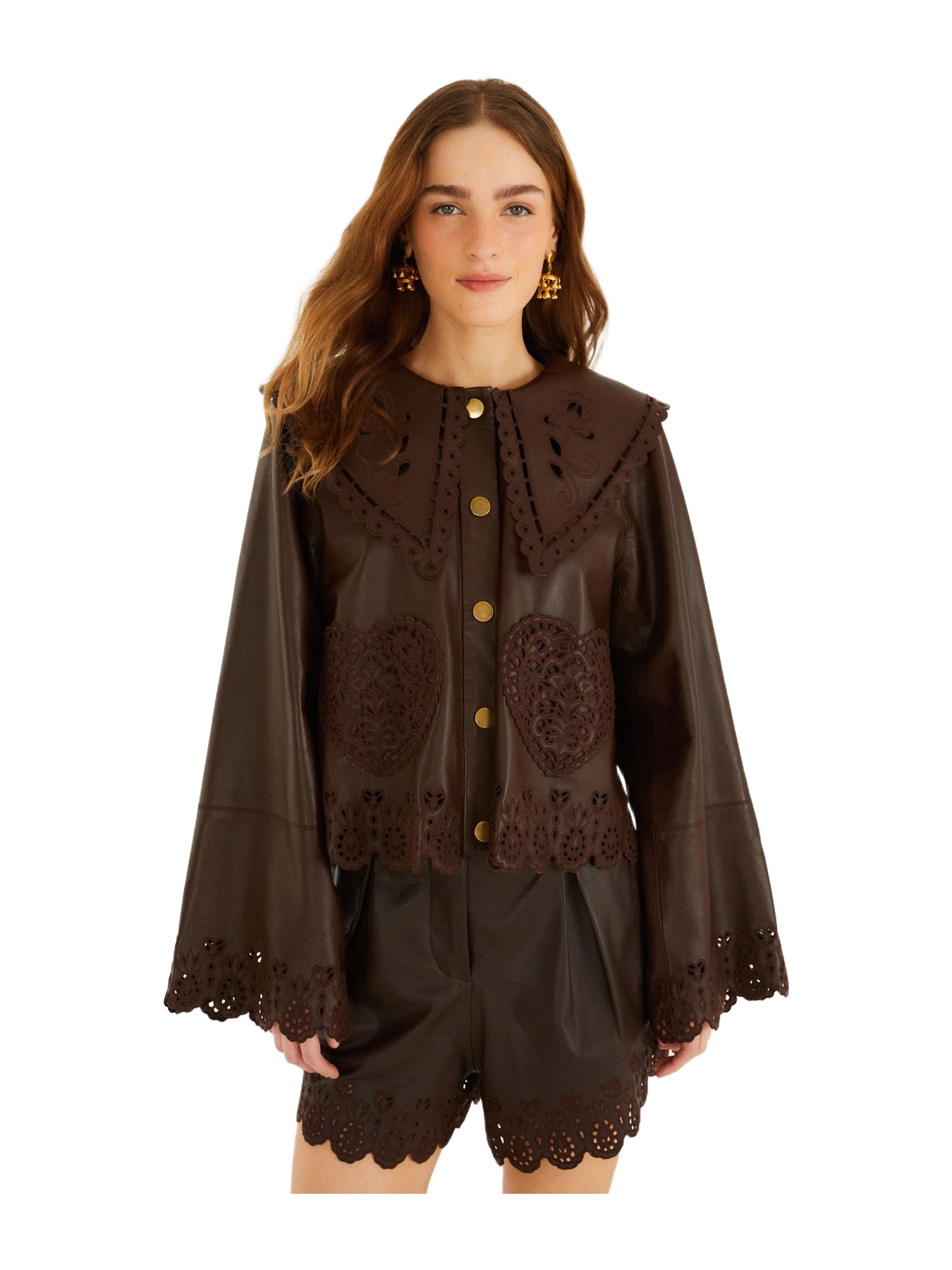Farm Rio Hearts Richelieu Leather Jacket