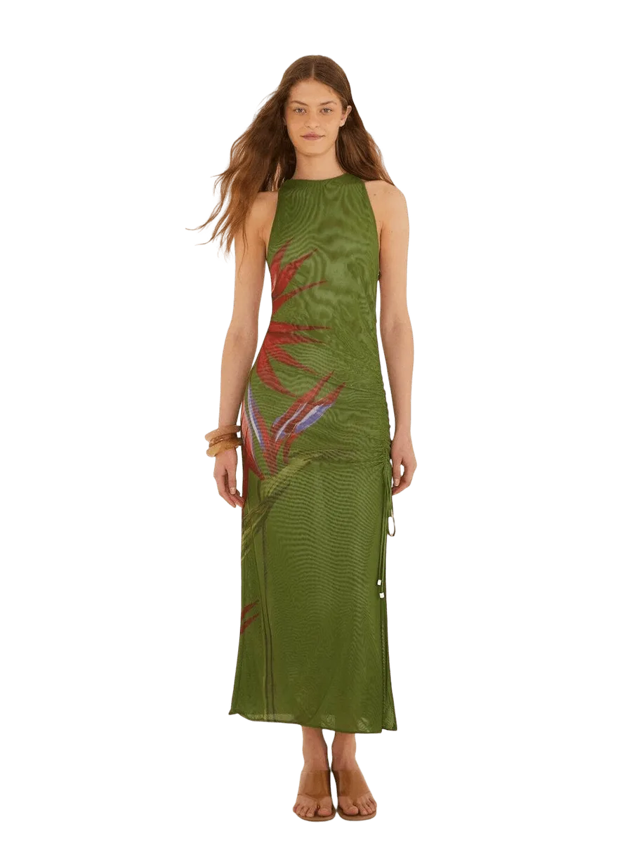 Farm Rio Dark Green Strelitzia Maxi Dress