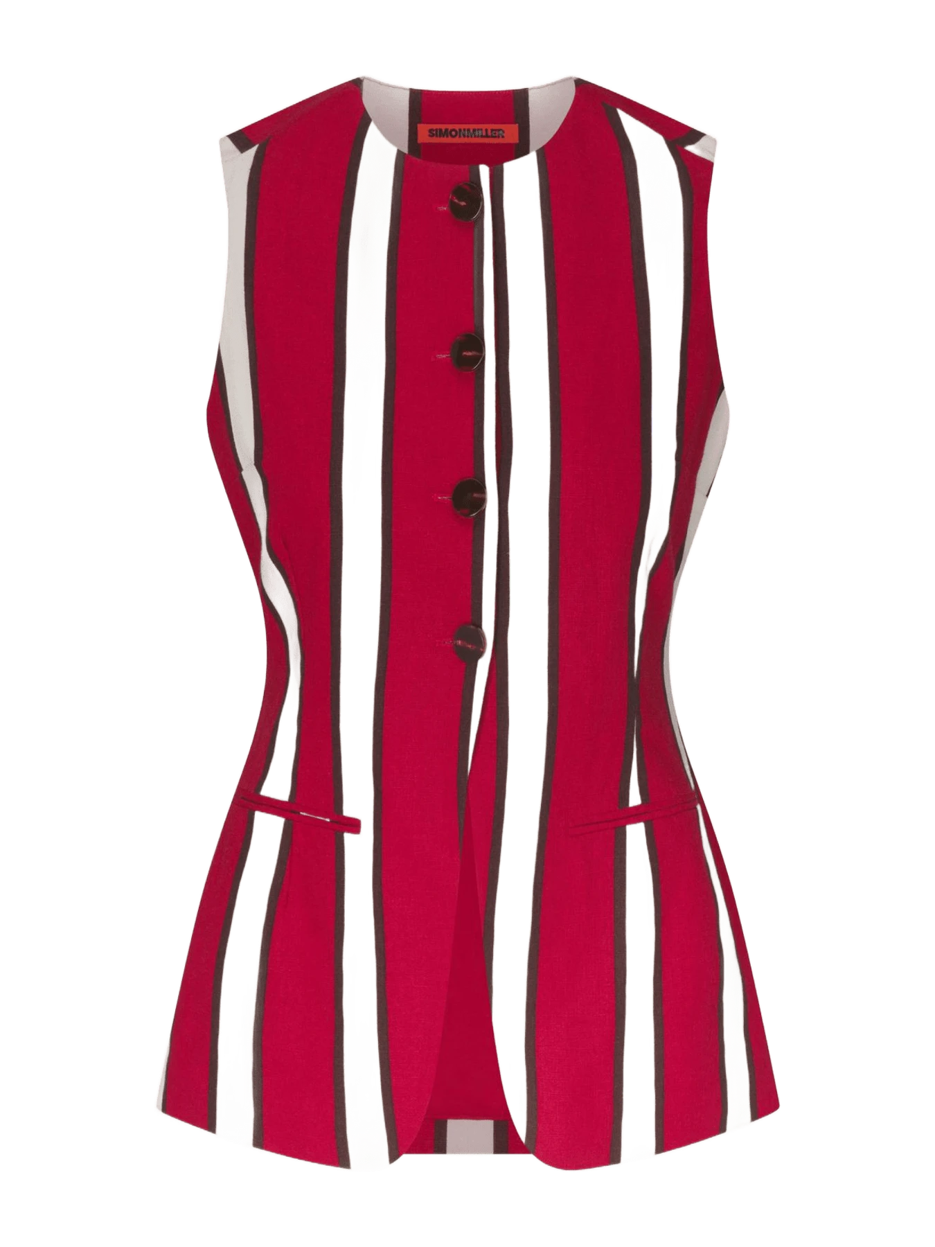 Del Mar Linen Vest in Venetian Red Stripe