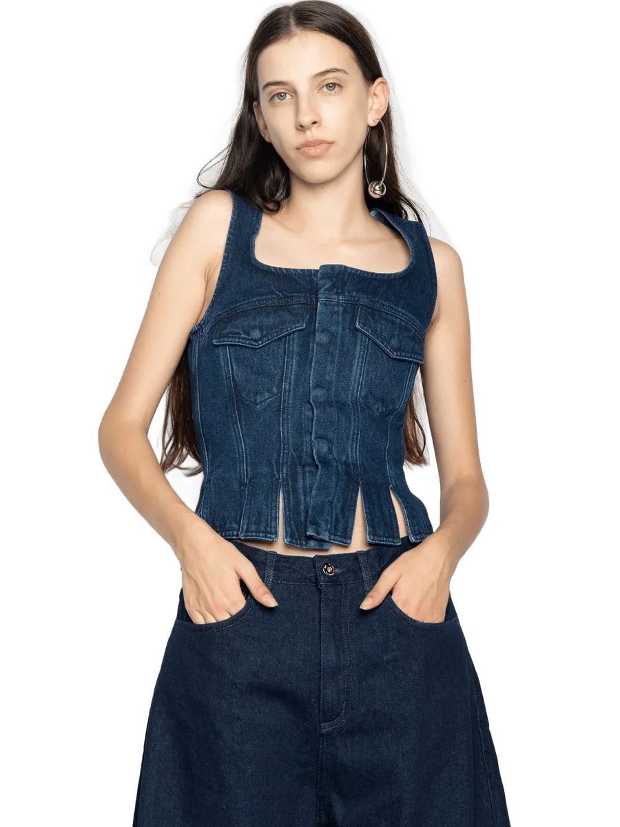 Marques' Almeida DENIM CORSET IN NAVY BLUE
