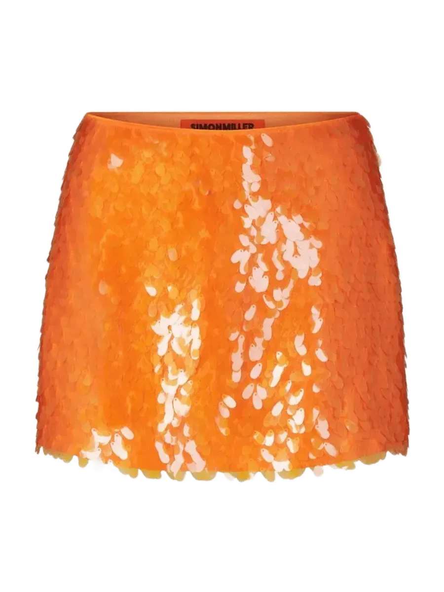 Simon Miller Dizzy Sequin Skirt in Tangerine Orange
