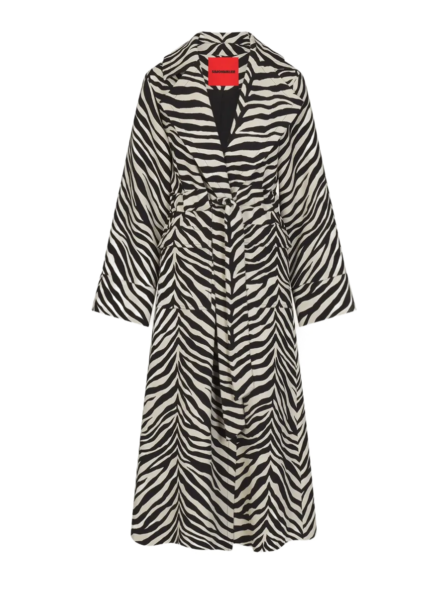 Simon Miller Djinn Crepe Robe Coat In Zebra Print