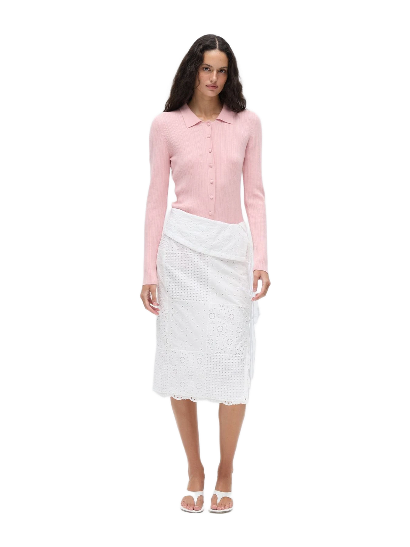 Anim Elise Embroidered Cotton Midi Skirt