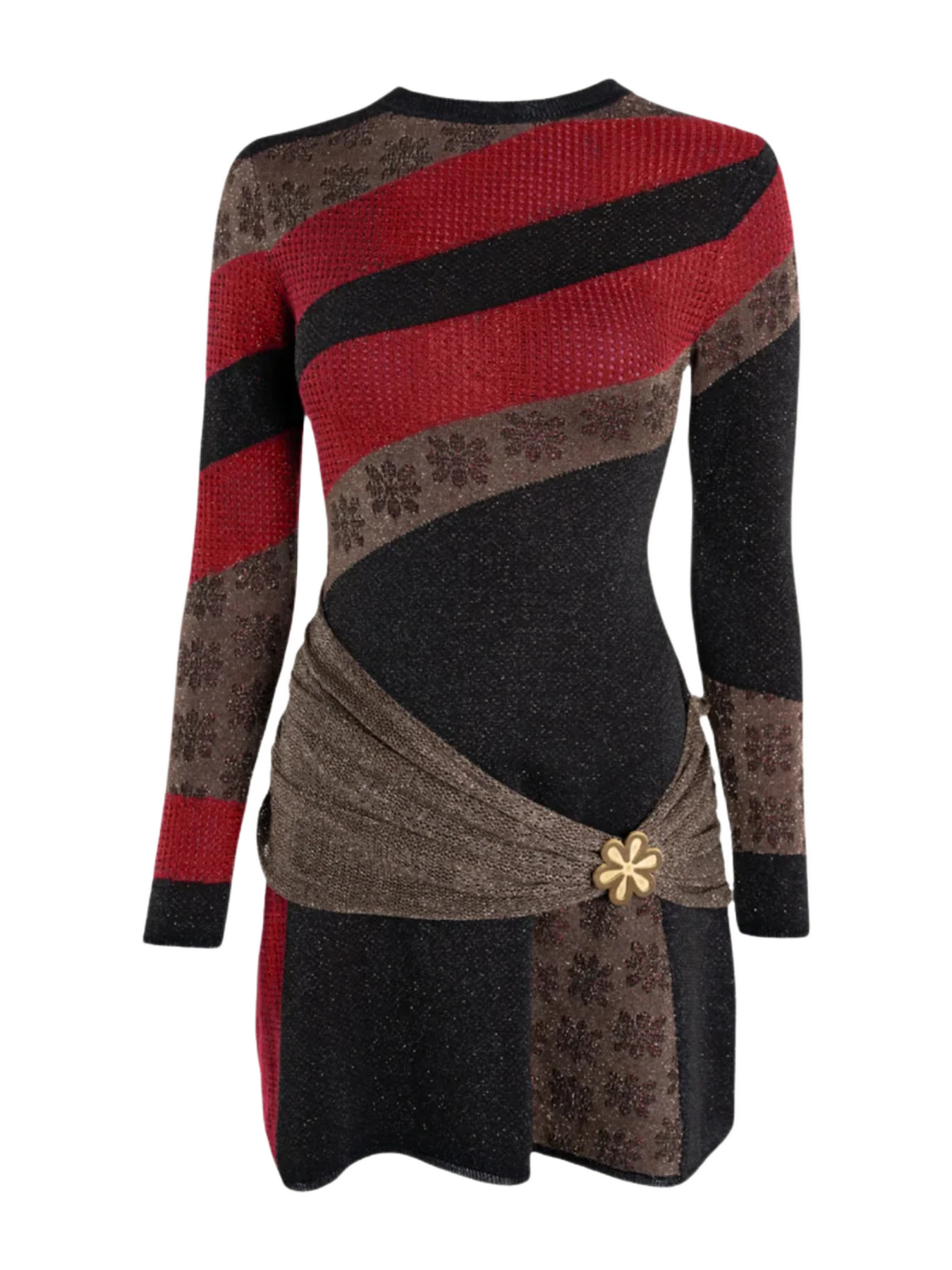 Asta Resort Eliza Long Sleeve Mini Dress - Ruby/Black