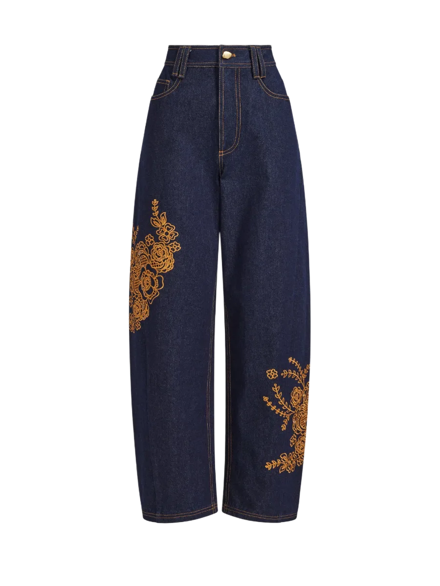 Aje Elora Embroidered Denim Jeans