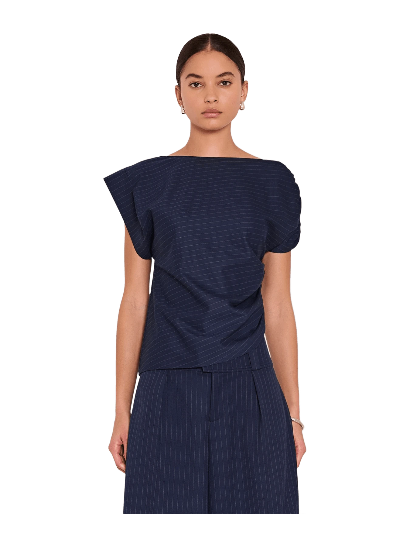 Amanda Uprichard Elroy Top in Manchester Pinstripe