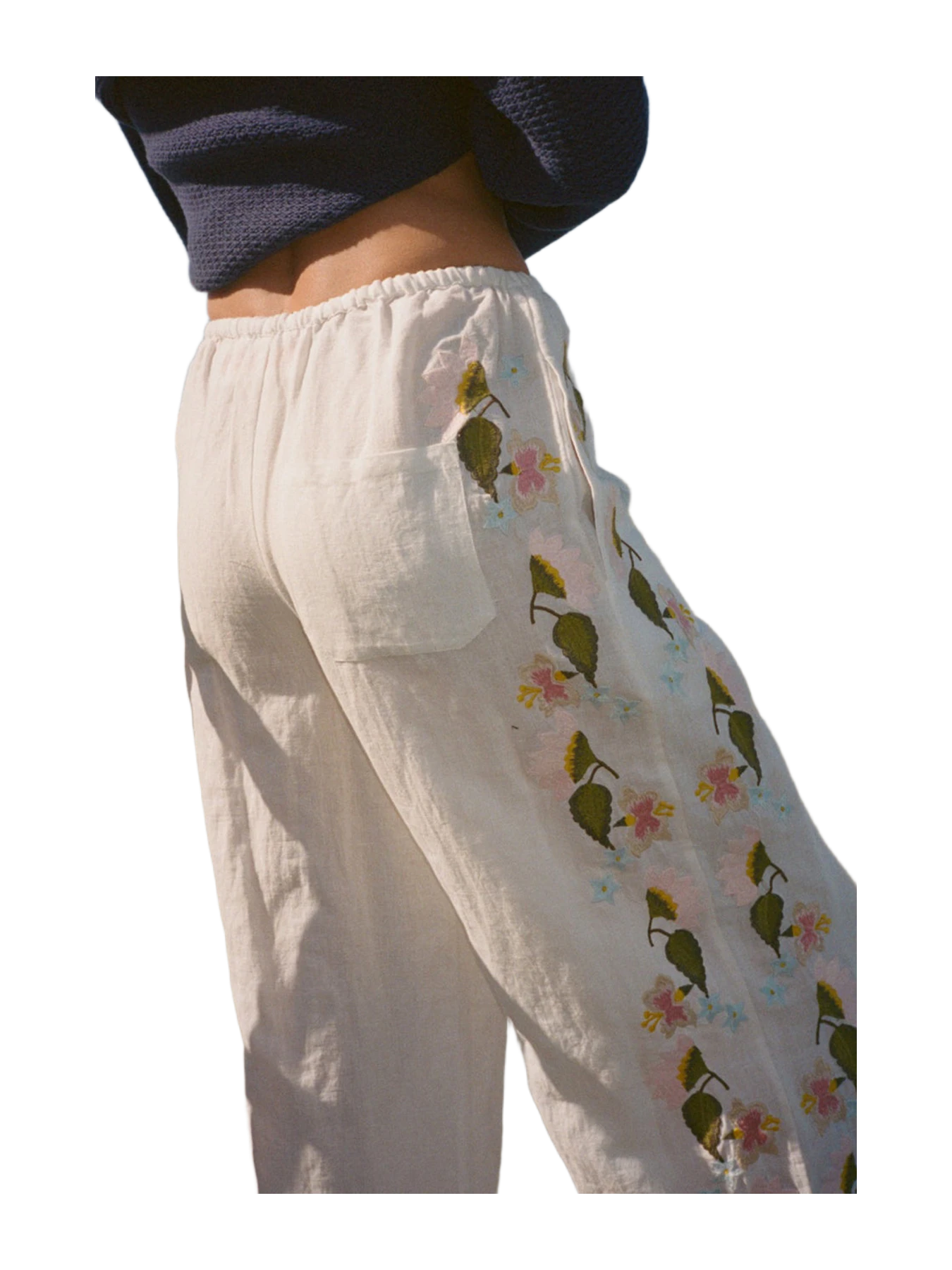 Ciao Lucia Ermmano White Embroidered Linen Pant