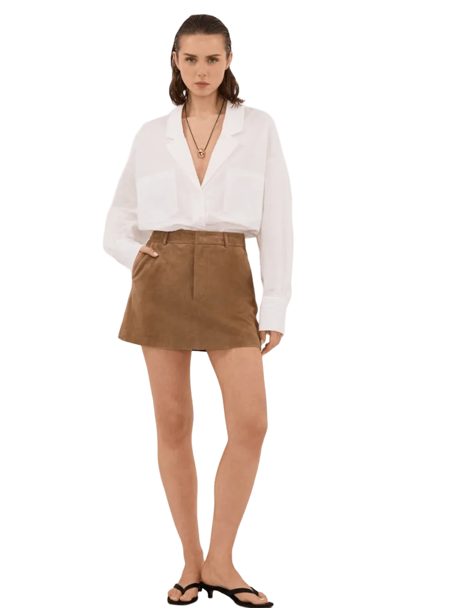 Dissh Estelle Chestnut Suede Mini Skirt