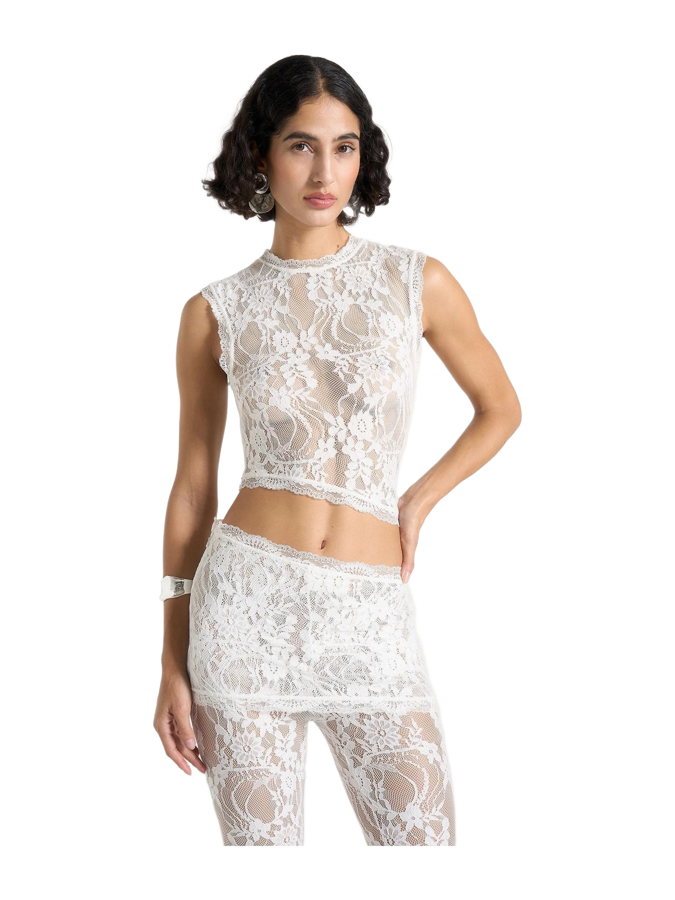 Manière de Voir Eugenie - Lace Asymmetric Top - White