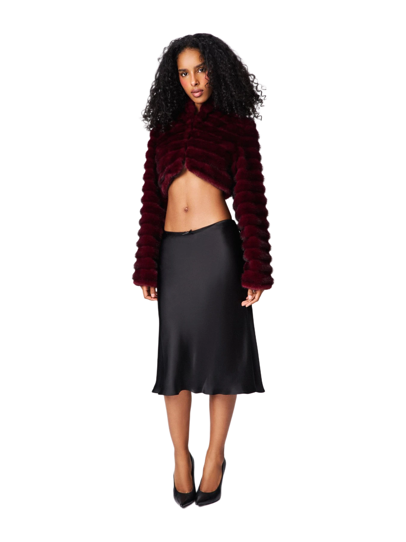 Guizio Fallon Crop Faux Fur Jacket